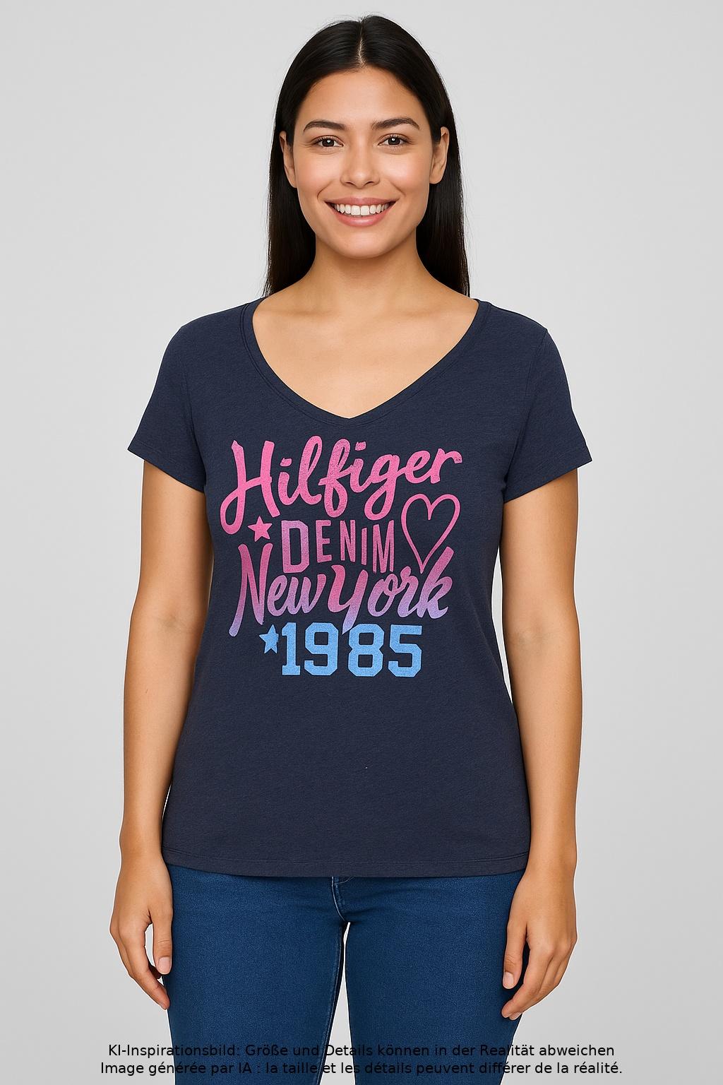 

Hilfiger Denim Damen T-Shirt, mehrfarbig, Gr. 44