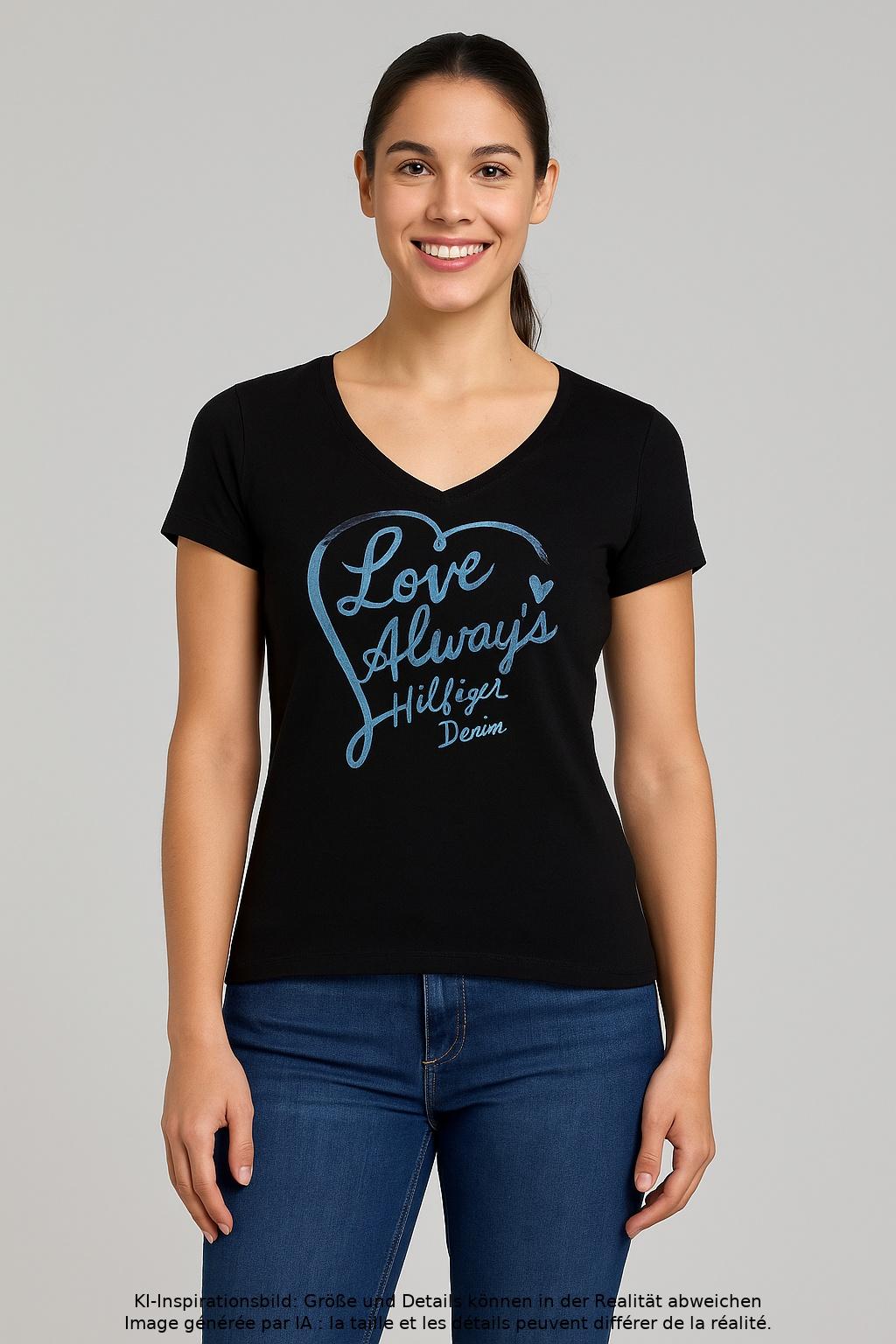 

Hilfiger Denim Damen T-Shirt, schwarz, Gr. 36