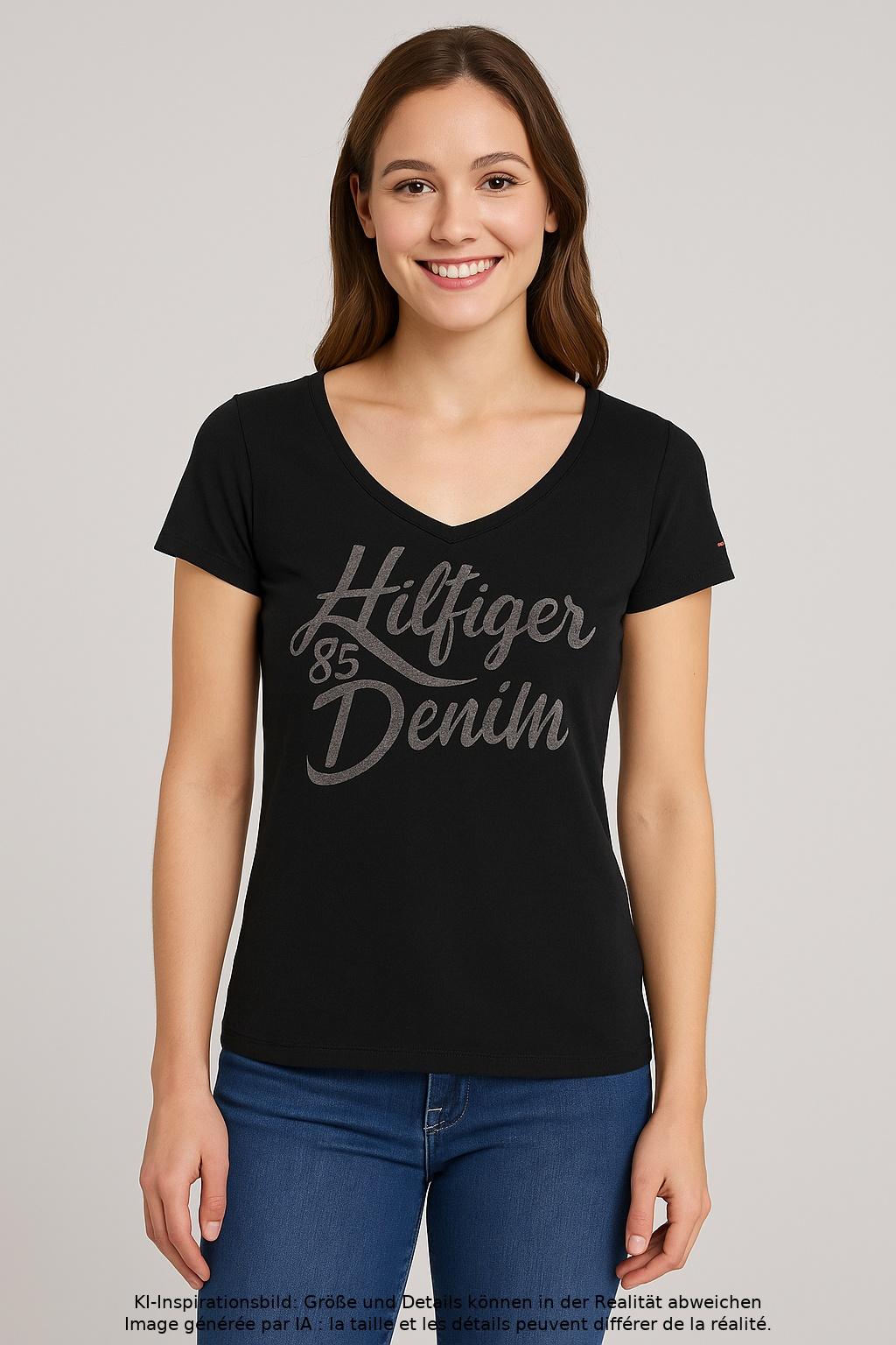 

Hilfiger Denim Damen T-Shirt, schwarz, Gr. 36