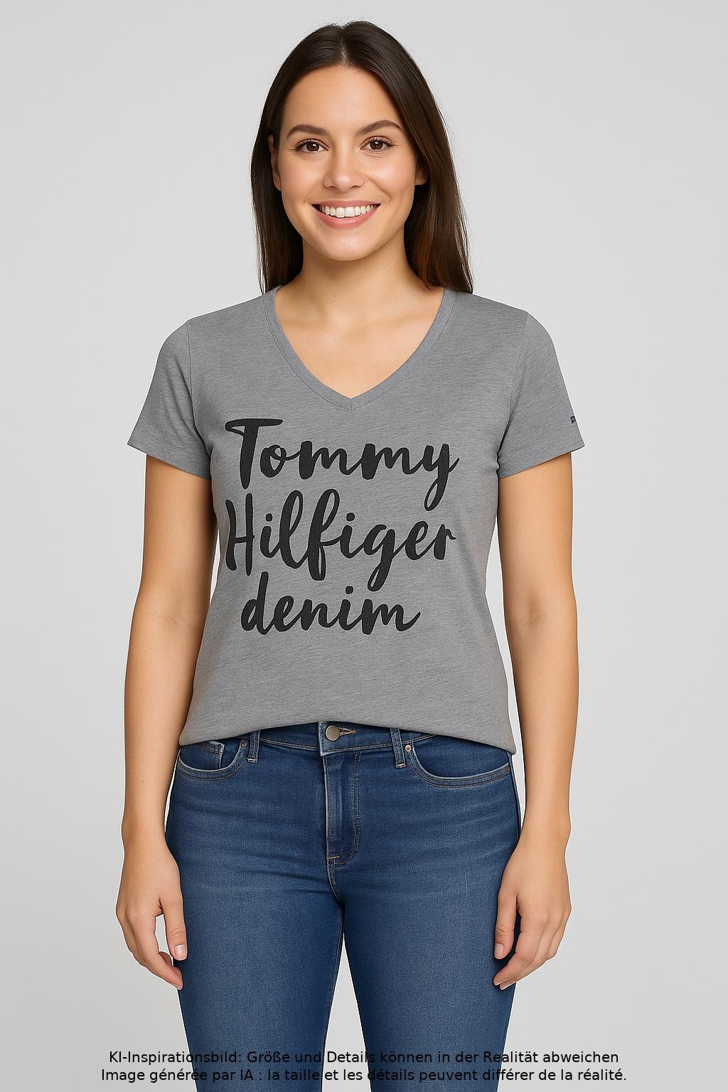 

Hilfiger Denim Damen T-Shirt, grau, Gr. 38