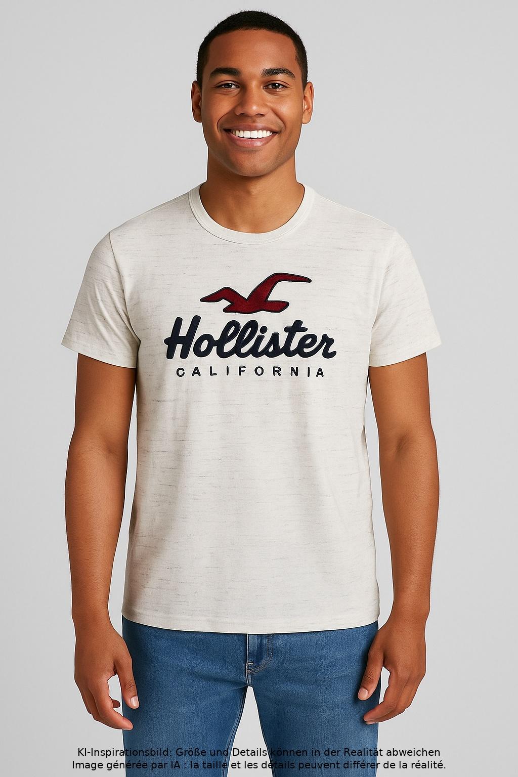 

Hollister Herren T-Shirt, cremeweiß, Gr. 48