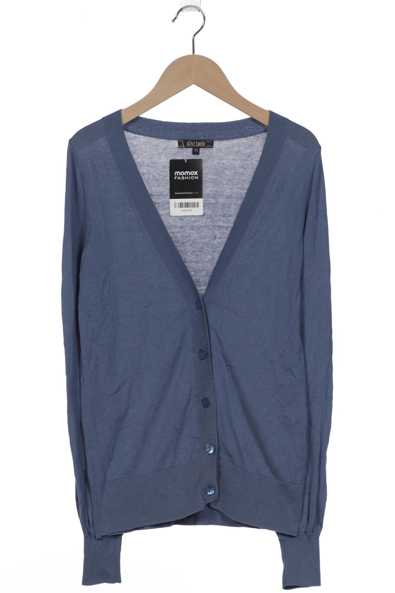 

King Louie Damen Strickjacke, blau, Gr. 34