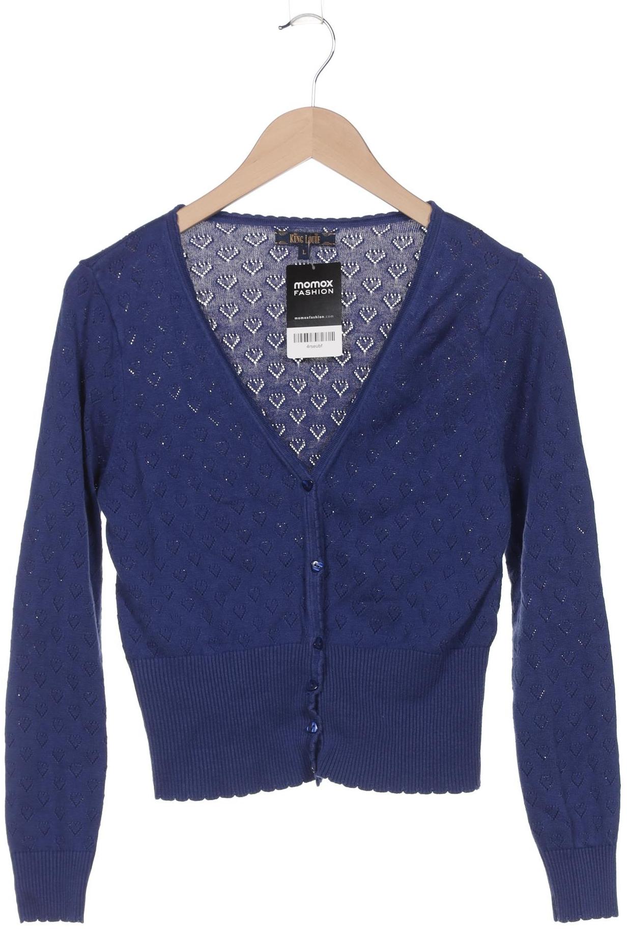 

King Louie Damen Strickjacke, blau, Gr. 42