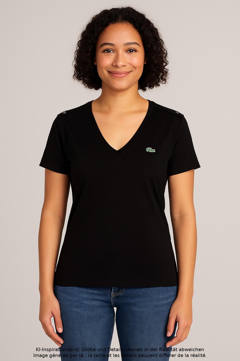 

Lacoste Damen T-Shirt, schwarz, Gr. 38