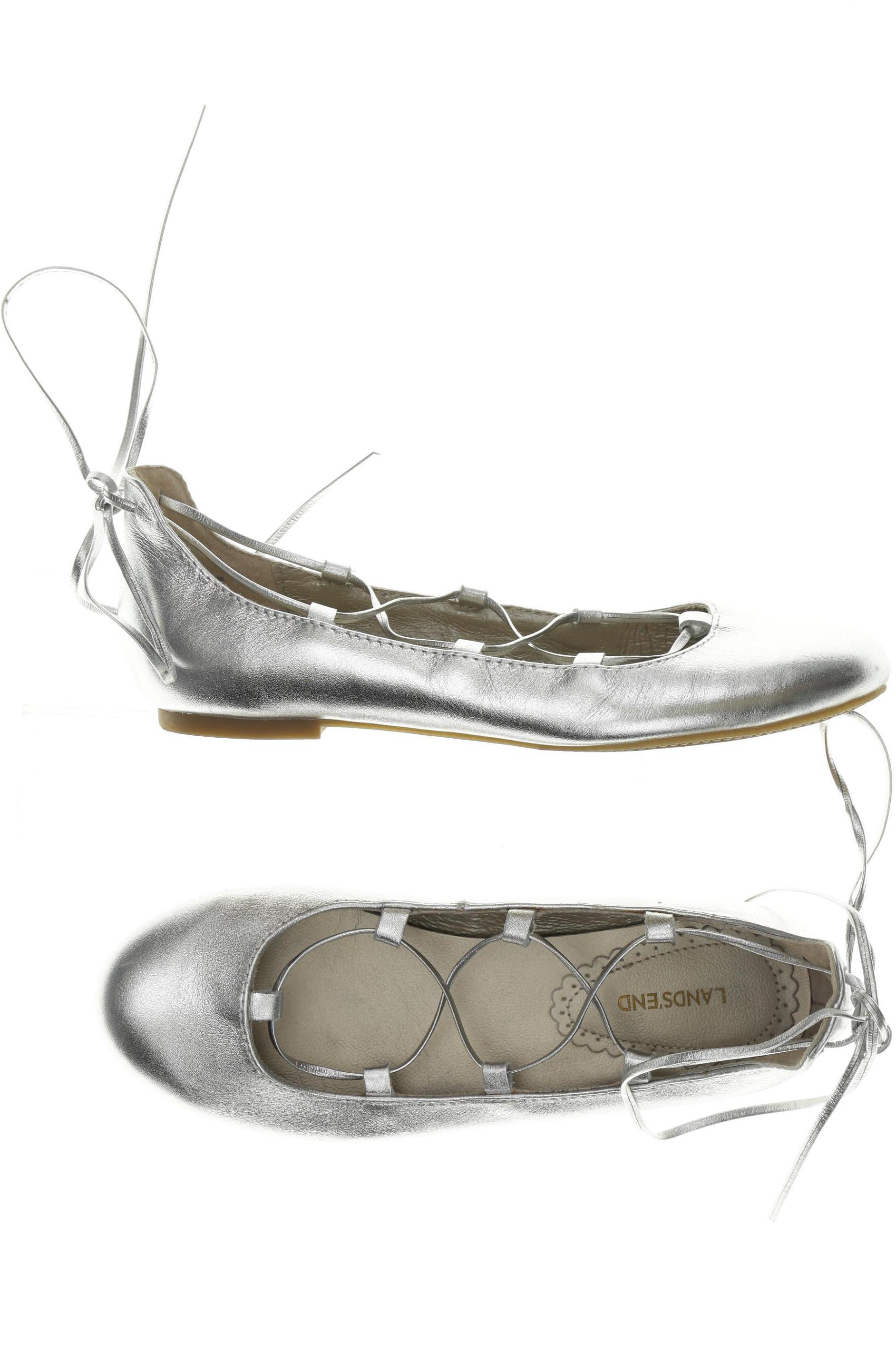 

Lands End Damen Ballerinas, silber, Gr. 4