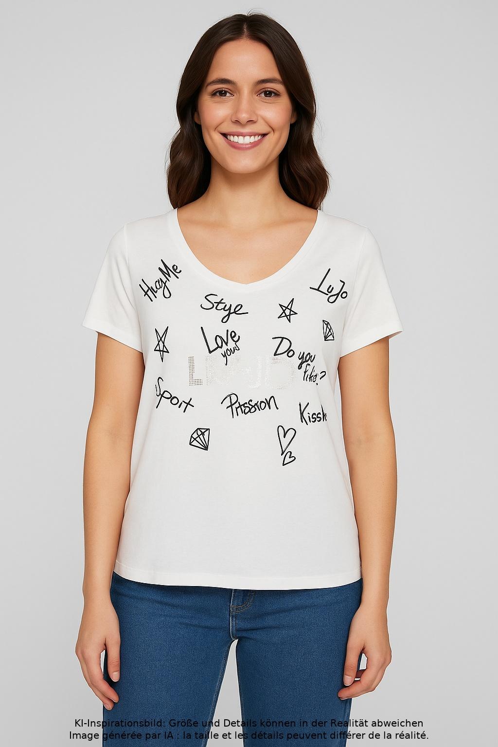

LIU JO Damen T-Shirt, cremeweiß, Gr. 42