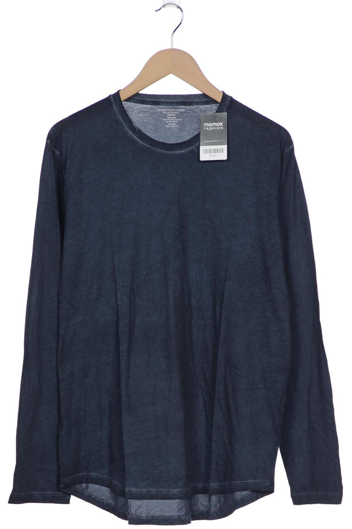 

Majestic Filatures Herren Langarmshirt, blau