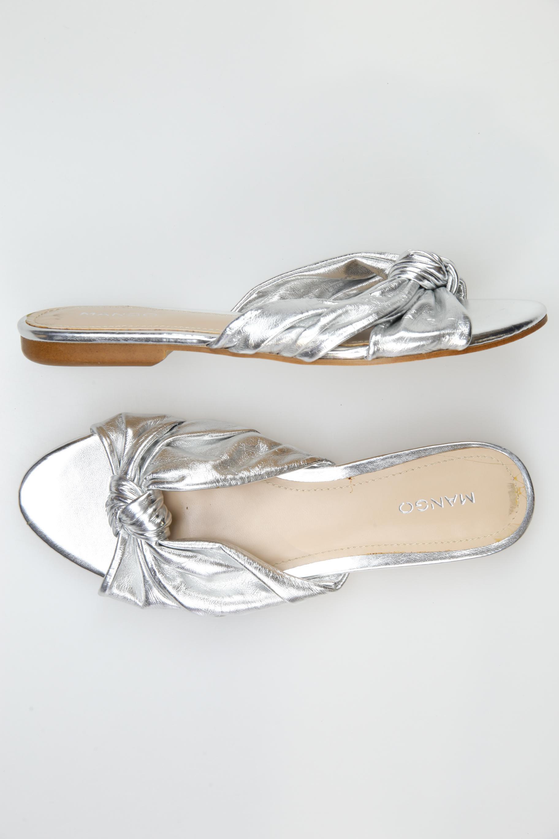

Mango Damen Sandale, silber, Gr. 37