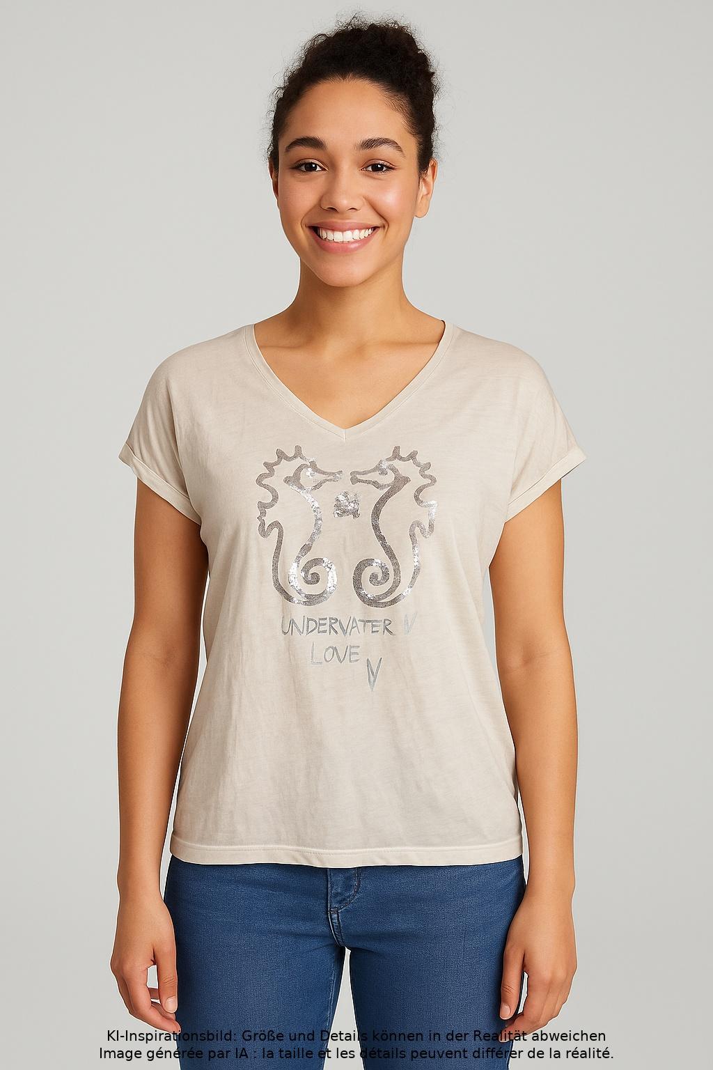 

Marc Cain Sports Damen T-Shirt, beige, Gr. 36