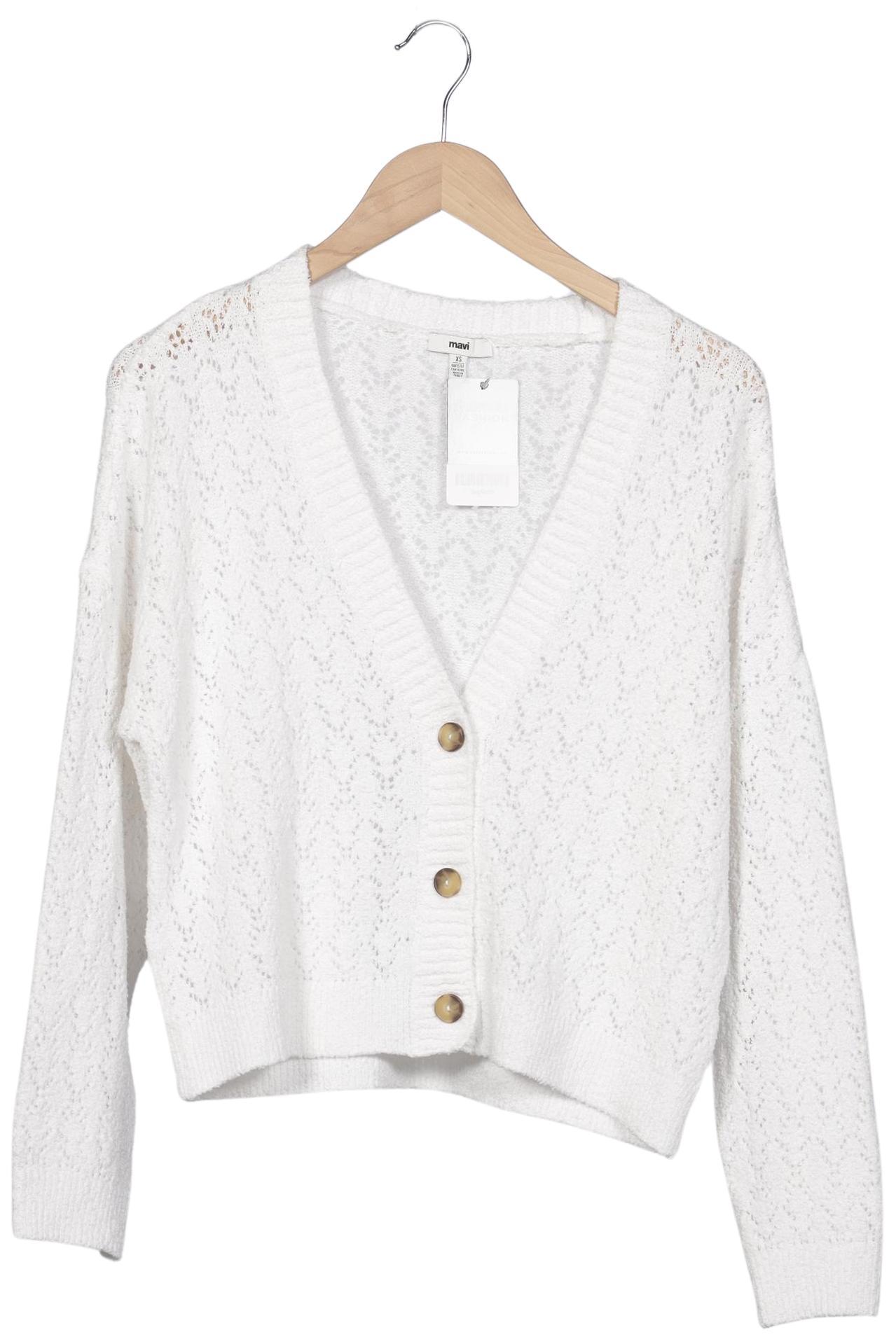 

mavi Damen Strickjacke, weiß, Gr. 34