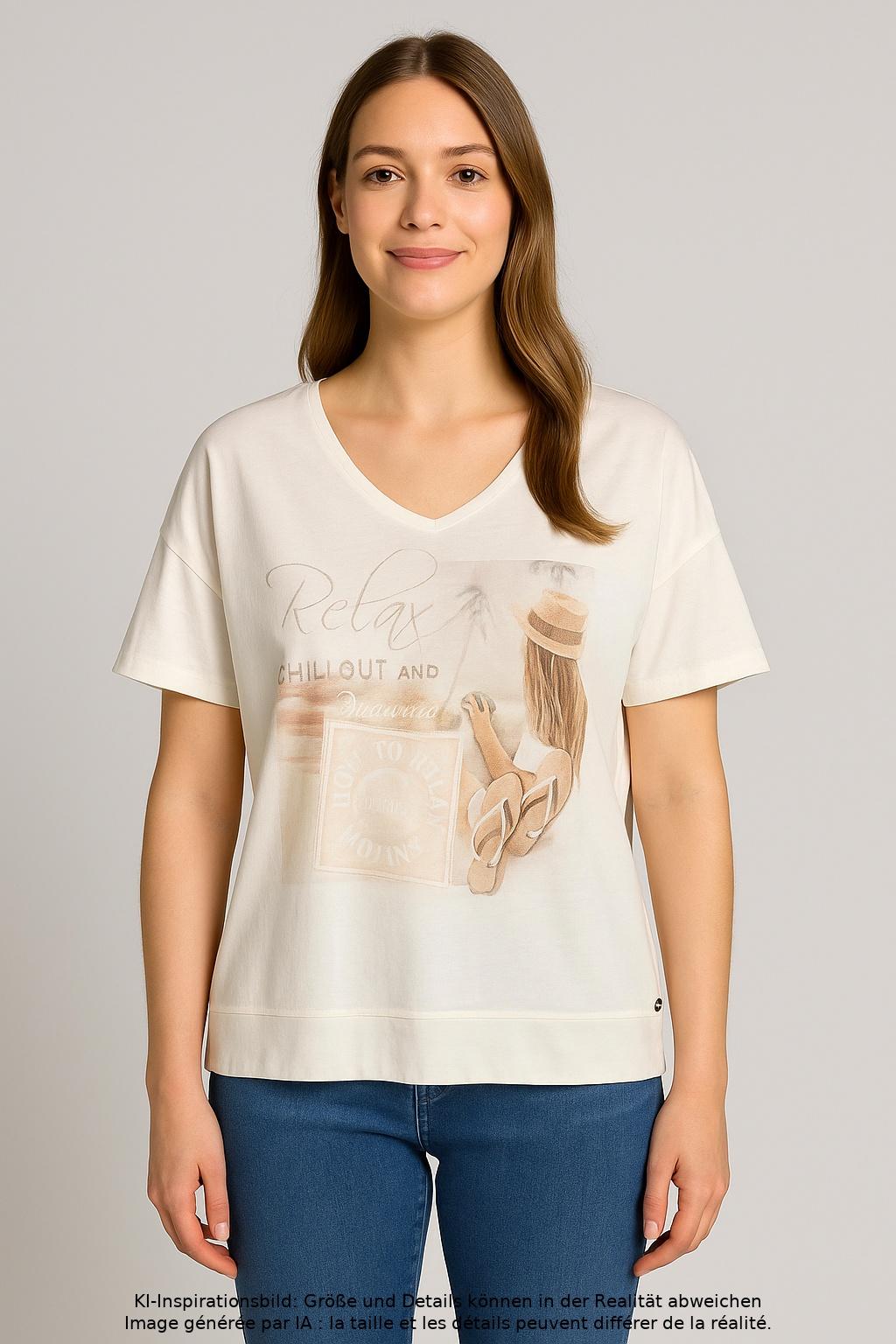 

monari Damen T-Shirt, cremeweiß, Gr. 38