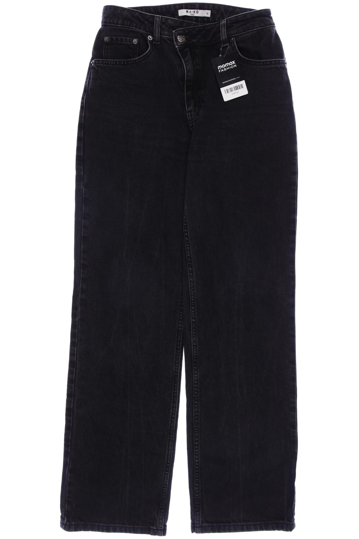 

NA-KD Damen Jeans, schwarz