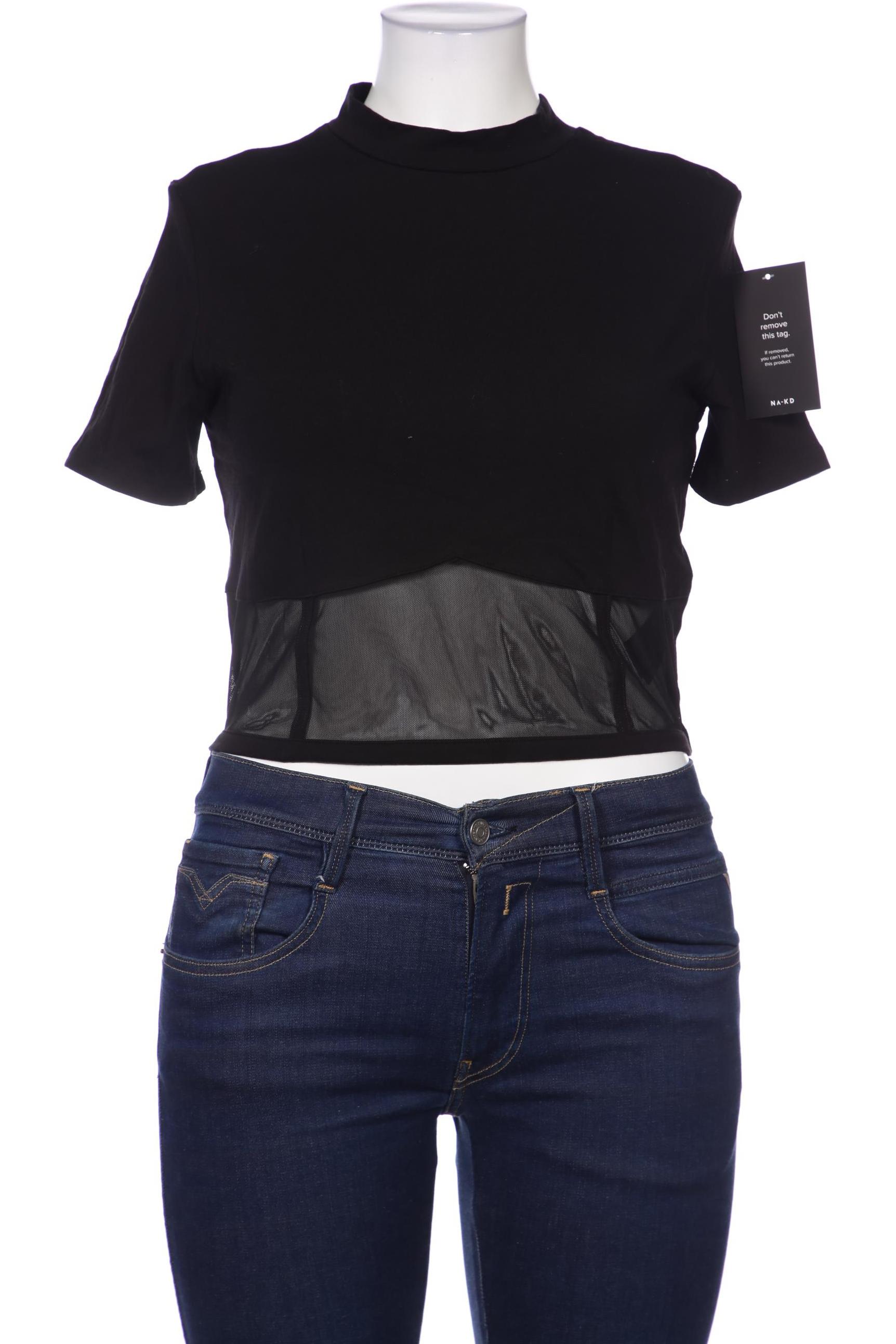 

NA-KD Damen T-Shirt, schwarz