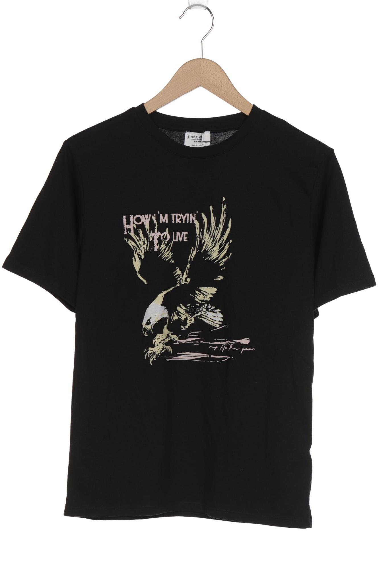 

NA-KD Damen T-Shirt, schwarz