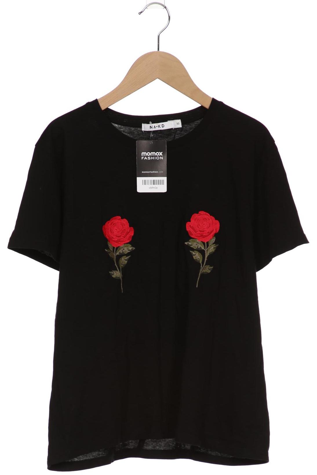 

NA-KD Damen T-Shirt, schwarz