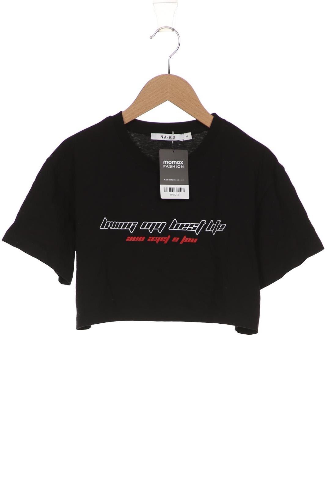 

NA-KD Damen T-Shirt, schwarz
