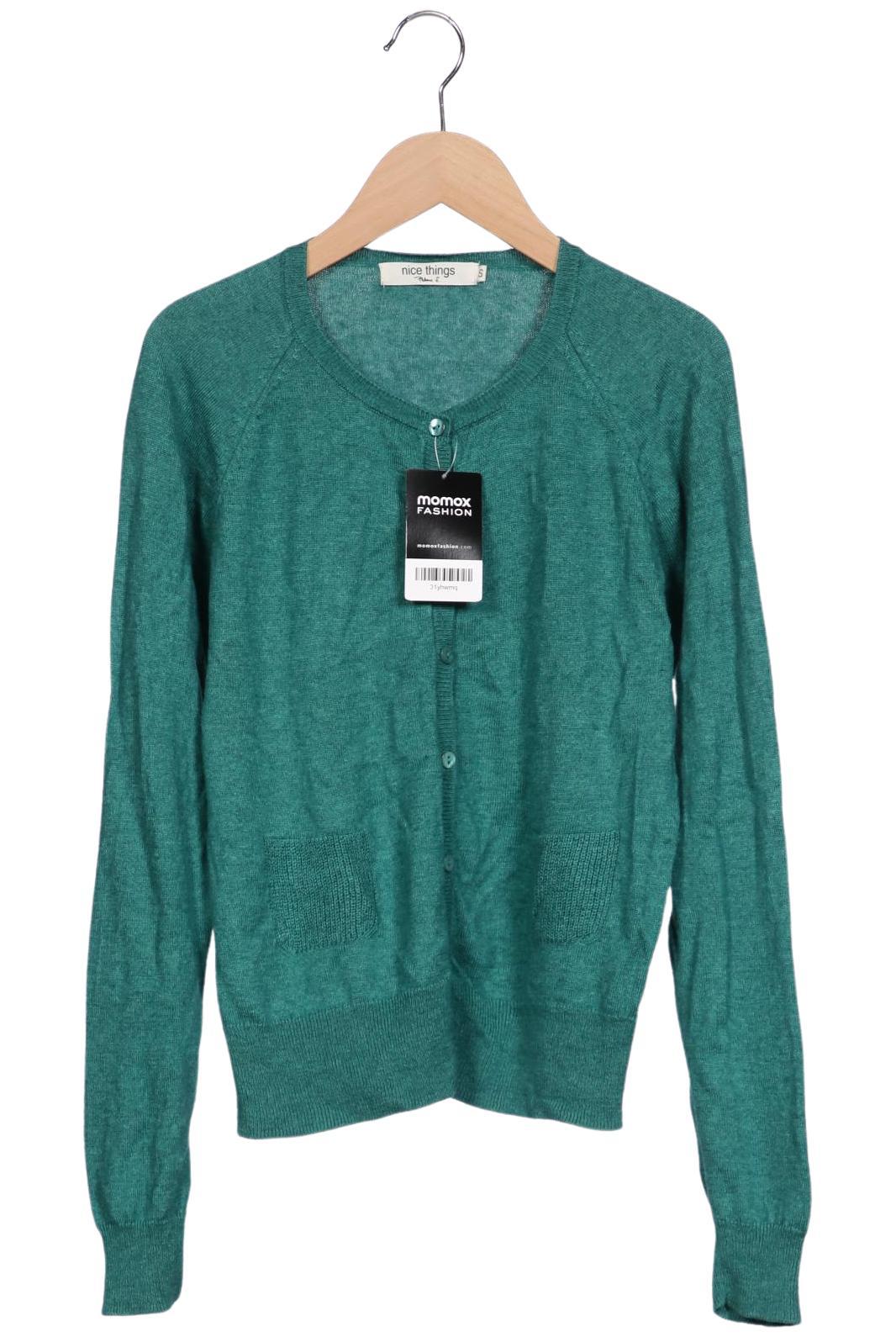 

nice things Damen Strickjacke, grün, Gr. 36