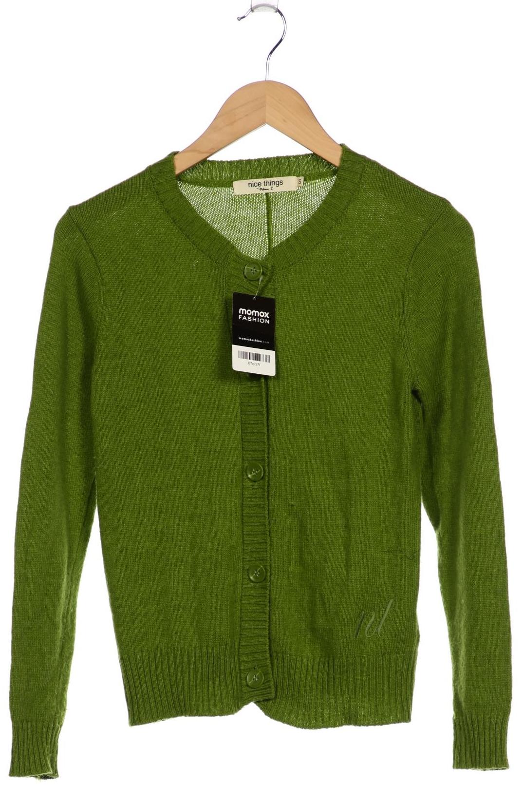 

nice things Damen Strickjacke, grün, Gr. 36