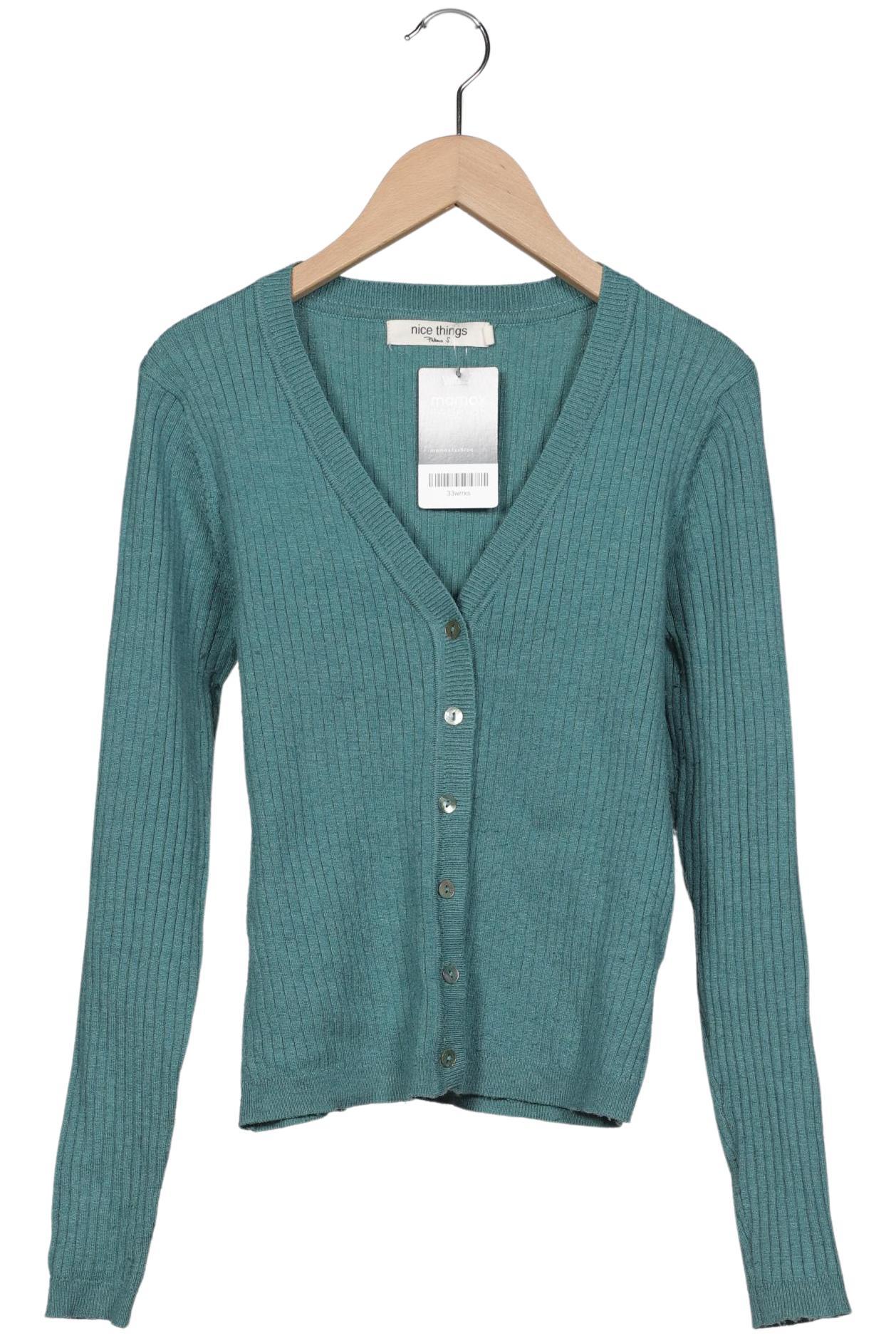 

nice things Damen Strickjacke, grün, Gr. 38