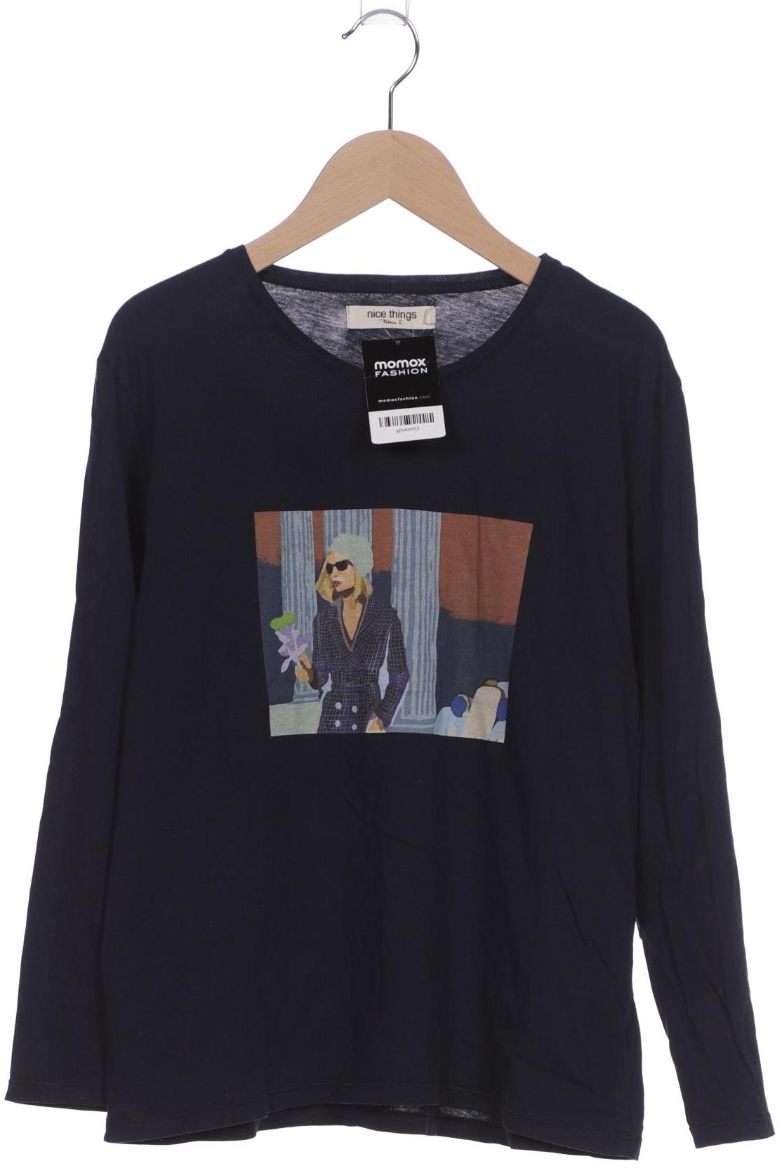 

nice things Damen Langarmshirt, marineblau, Gr. 38