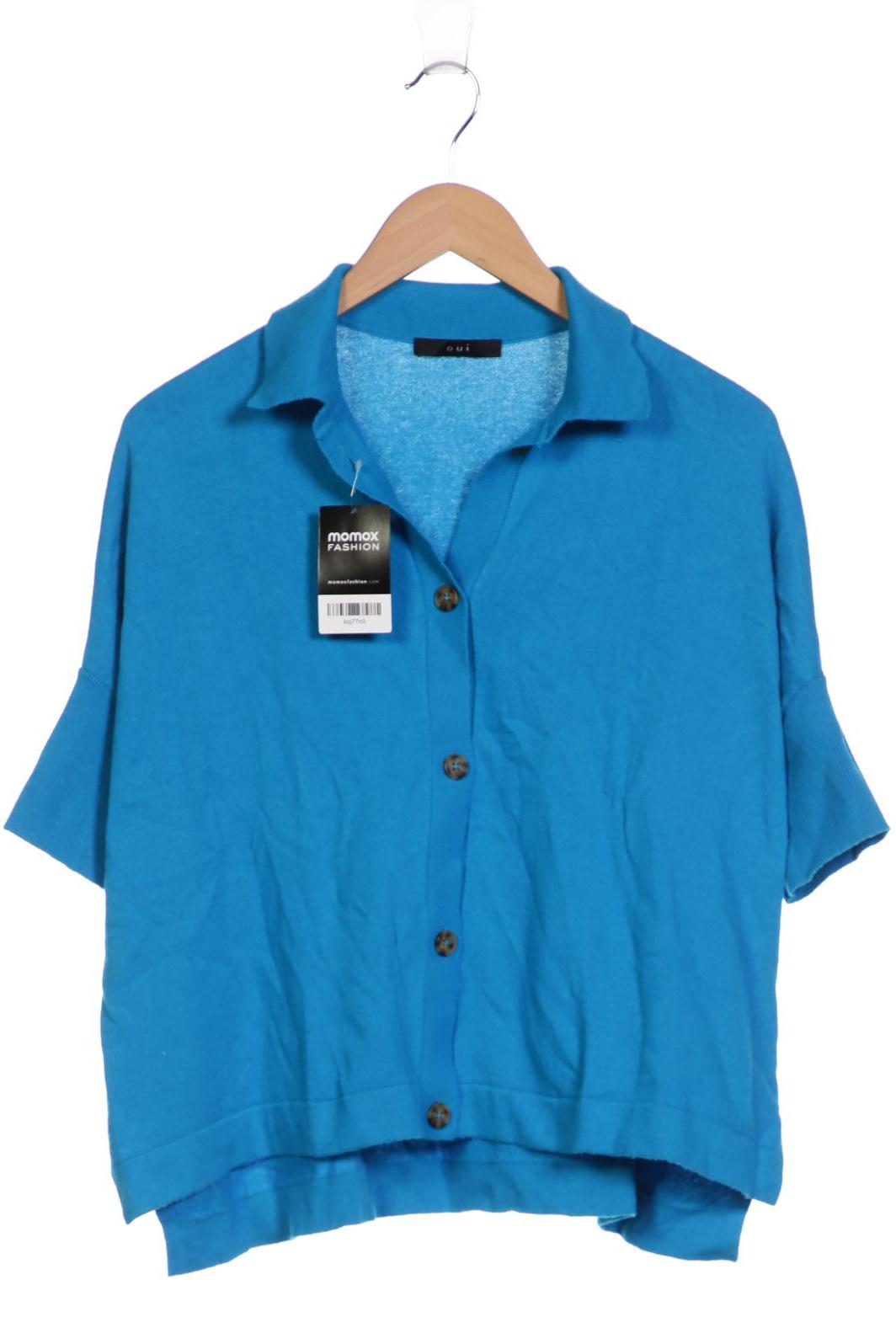 

Oui Damen Strickjacke, blau, Gr. 34