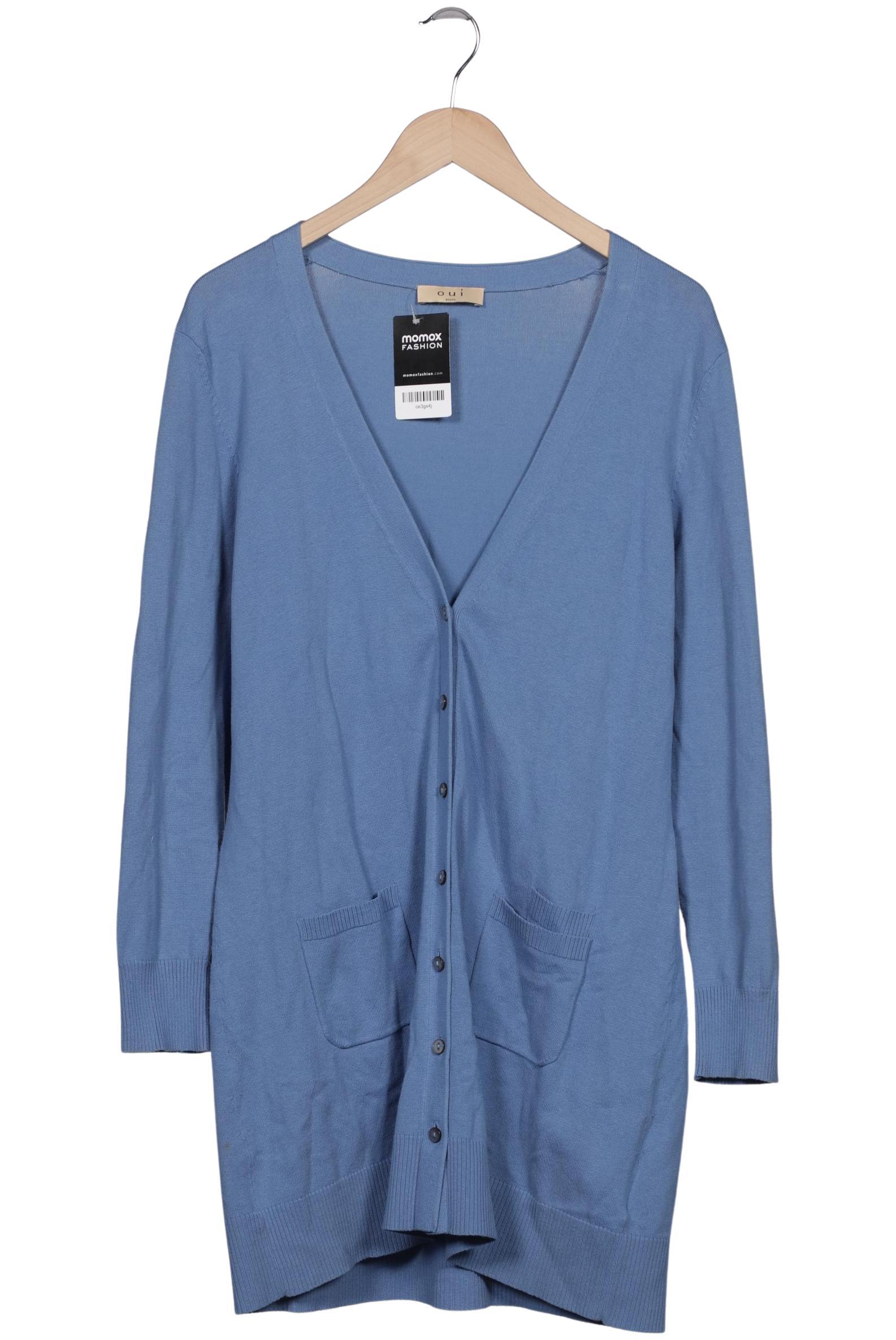 

Oui Damen Strickjacke, blau, Gr. 44