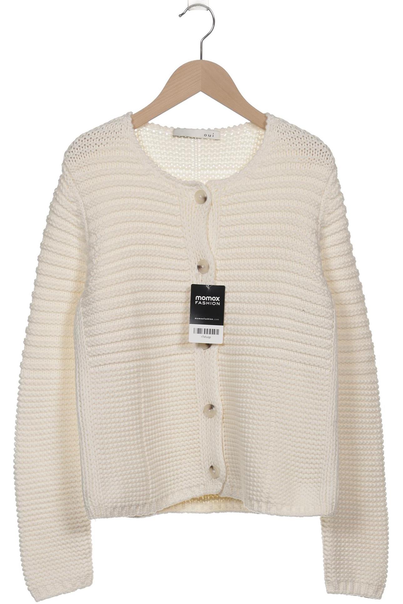 

Oui Damen Strickjacke, weiß, Gr. 36