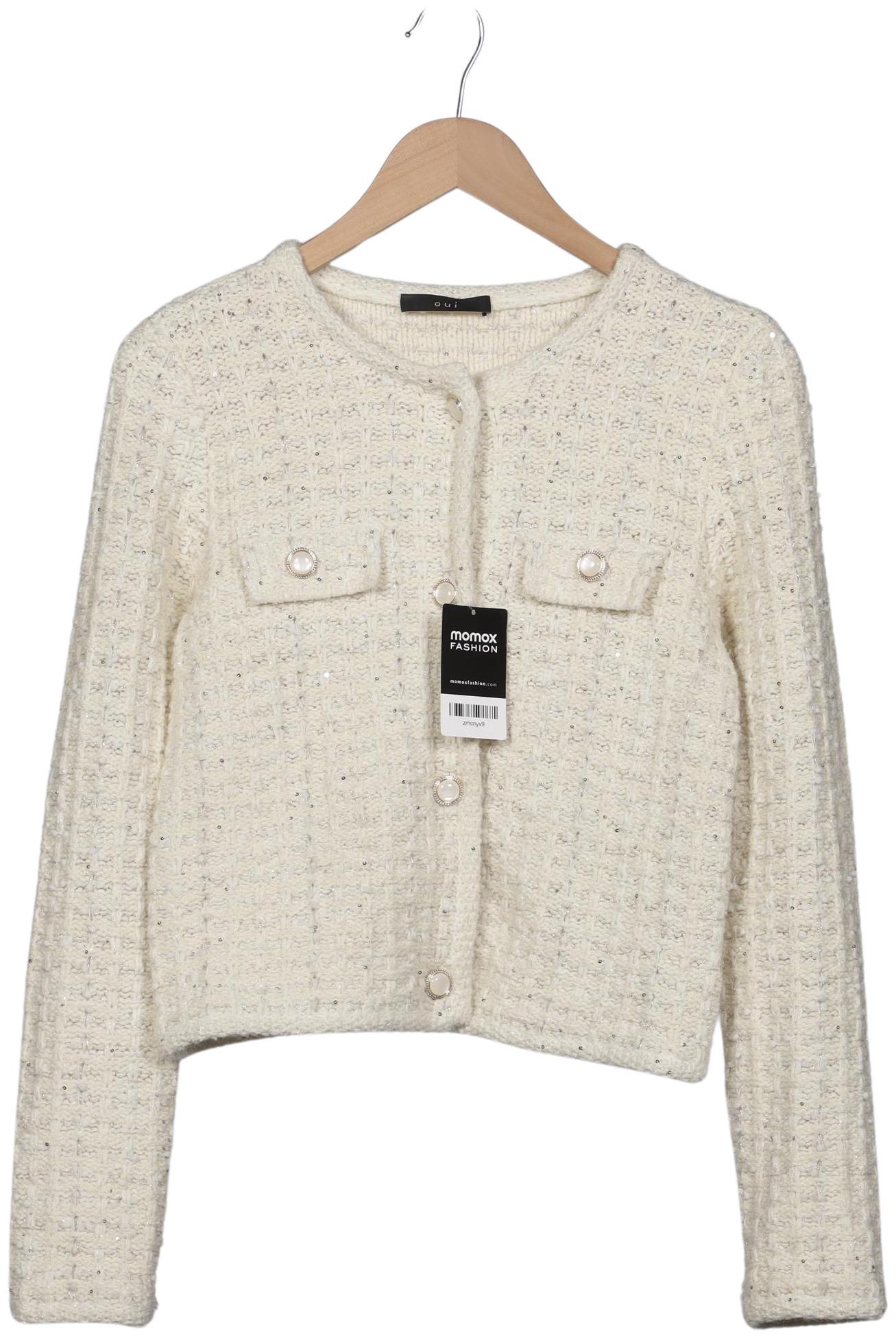 

Oui Damen Strickjacke, weiß, Gr. 36
