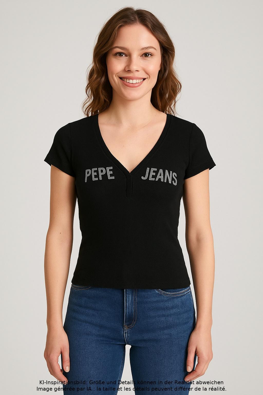 

Pepe Jeans Damen T-Shirt, schwarz, Gr. 34