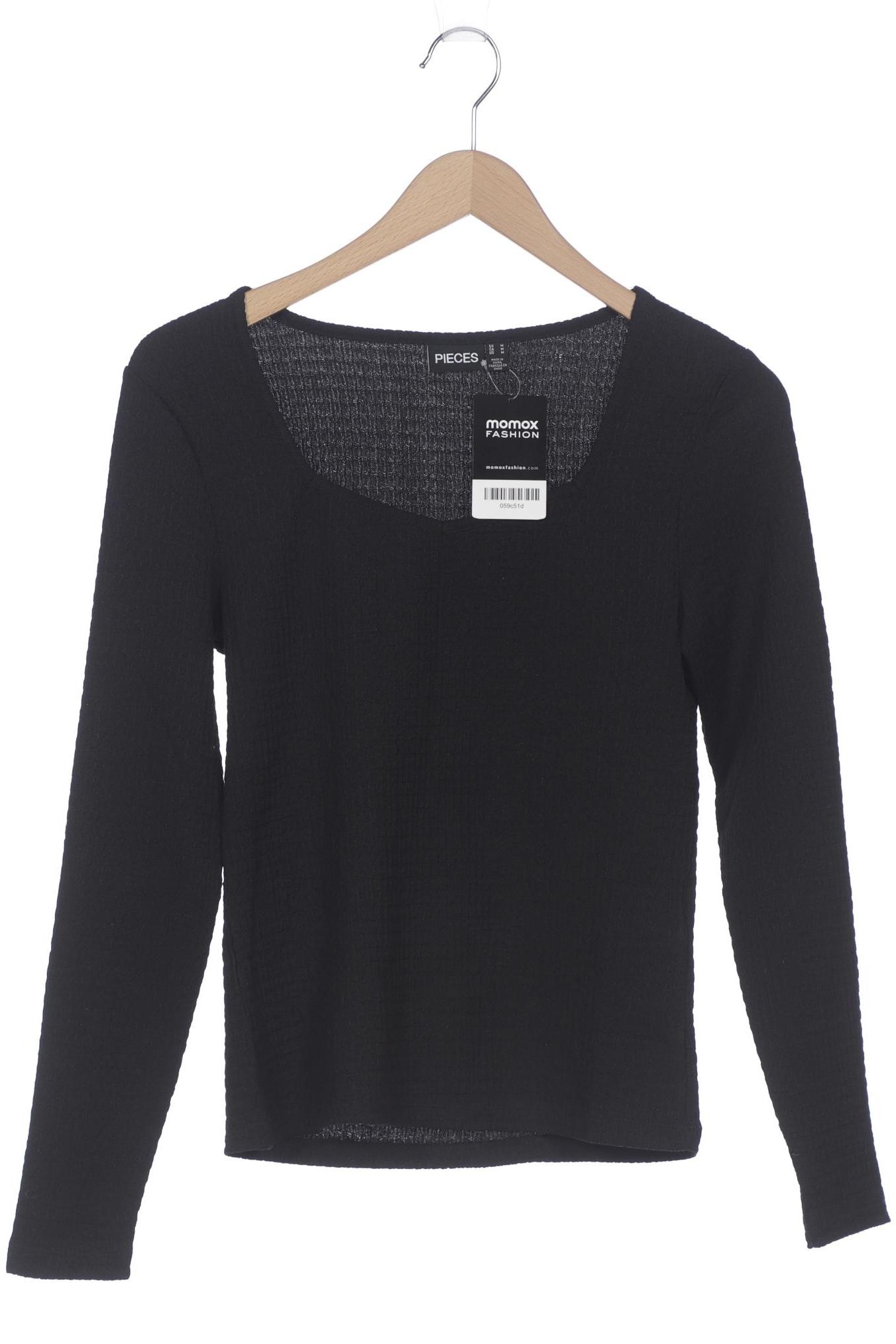 

pieces Damen Langarmshirt, schwarz, Gr. 38