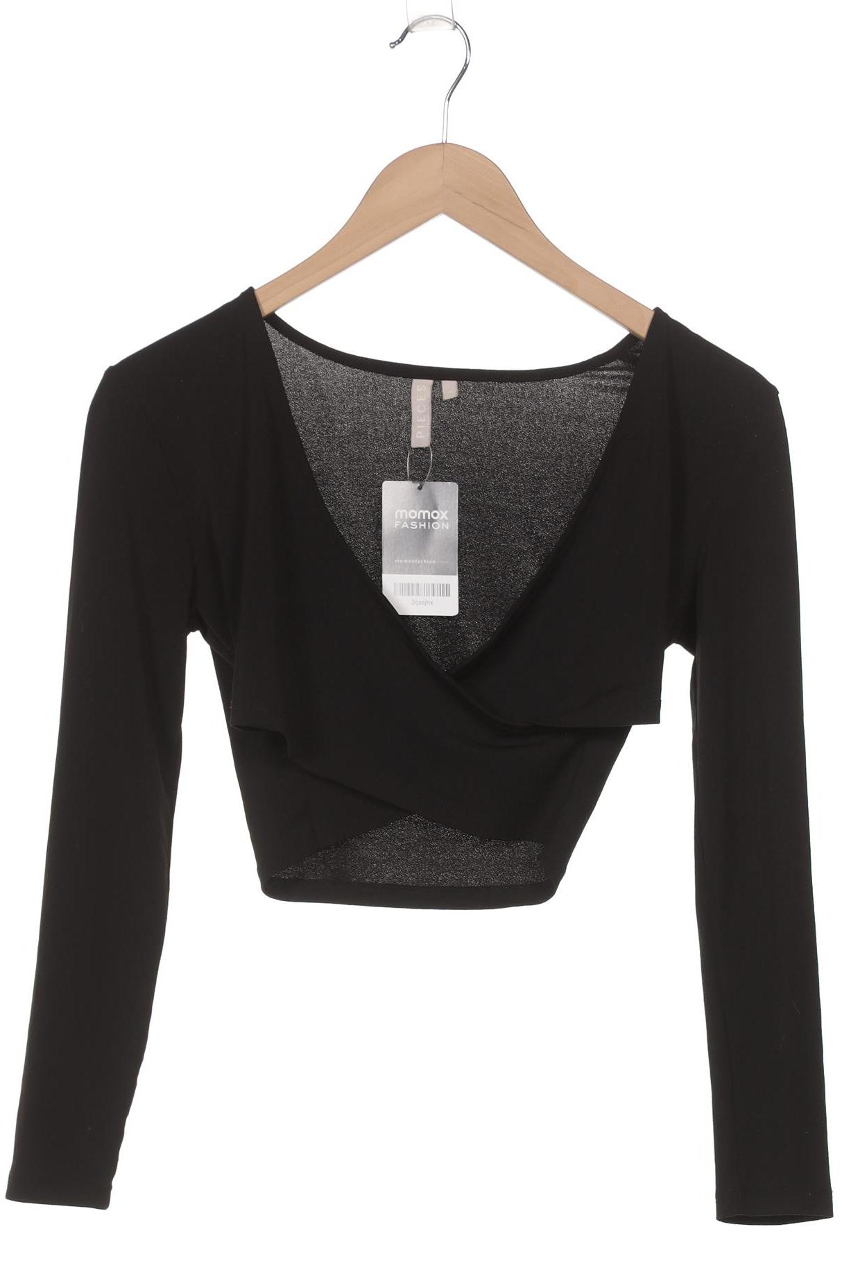 

pieces Damen Langarmshirt, schwarz, Gr. 38