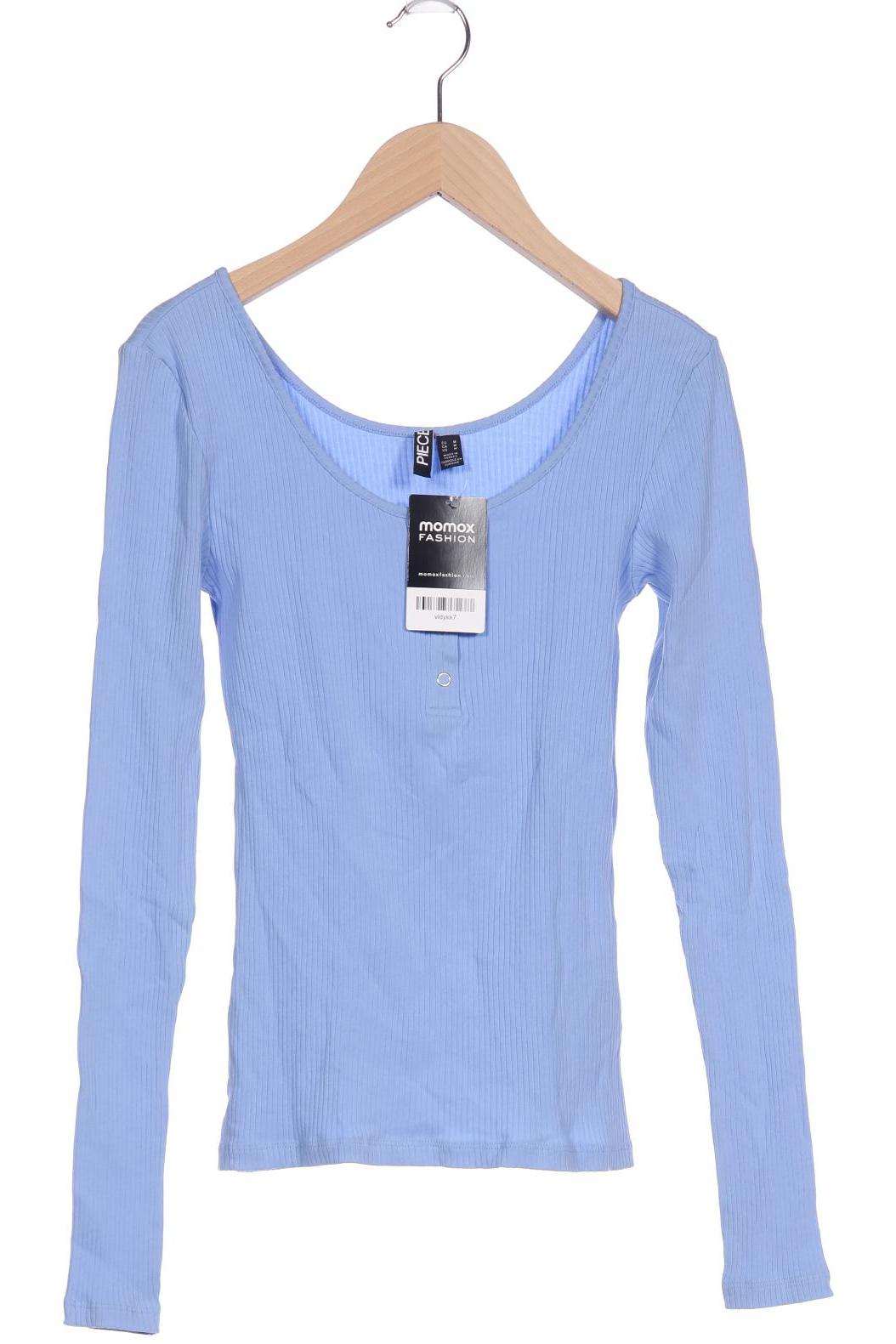 

pieces Damen Langarmshirt, blau, Gr. 38