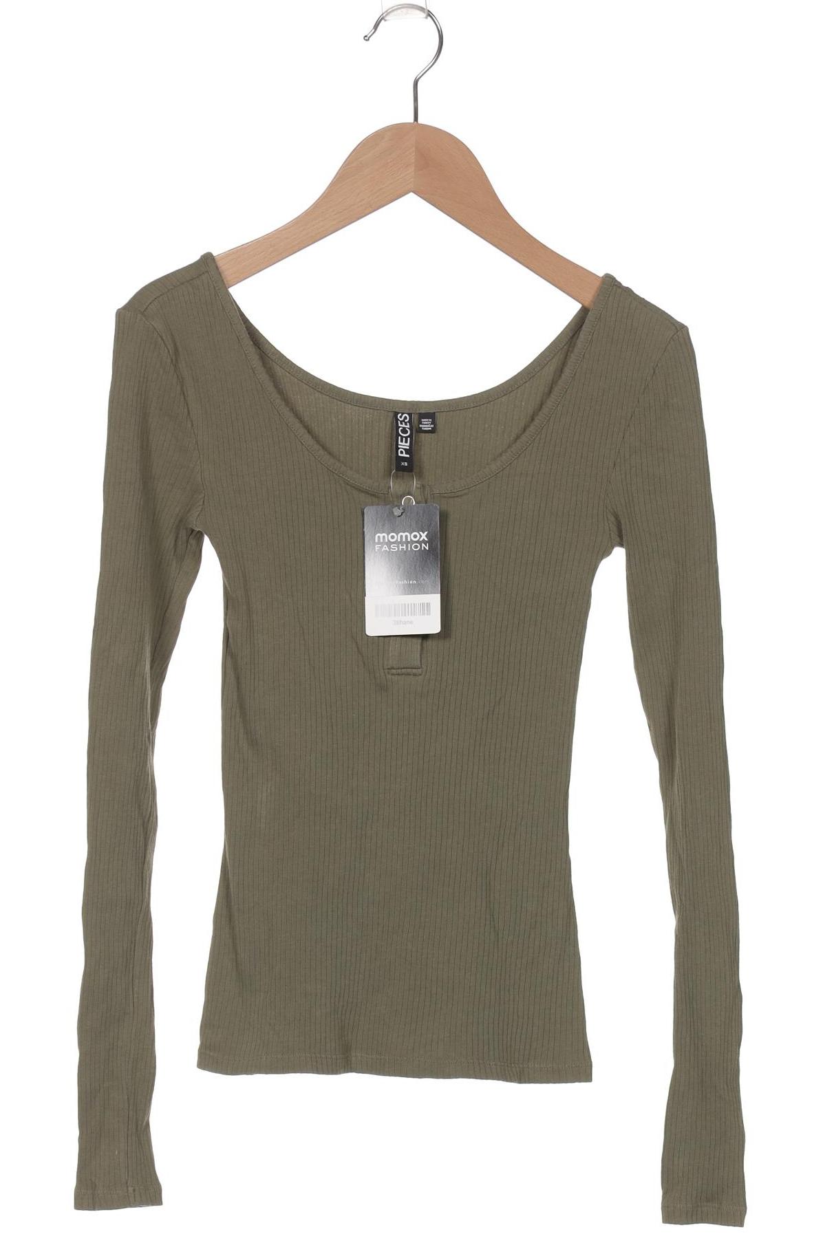 

pieces Damen Langarmshirt, grün, Gr. 34