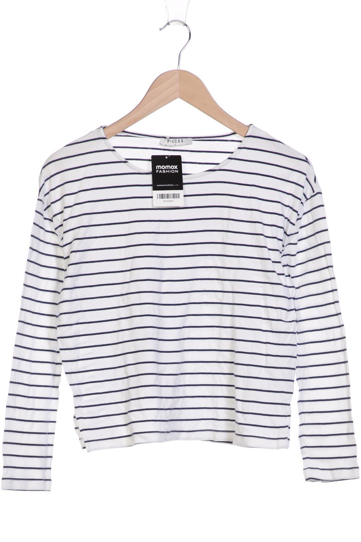 

pieces Damen Langarmshirt, weiß, Gr. 36