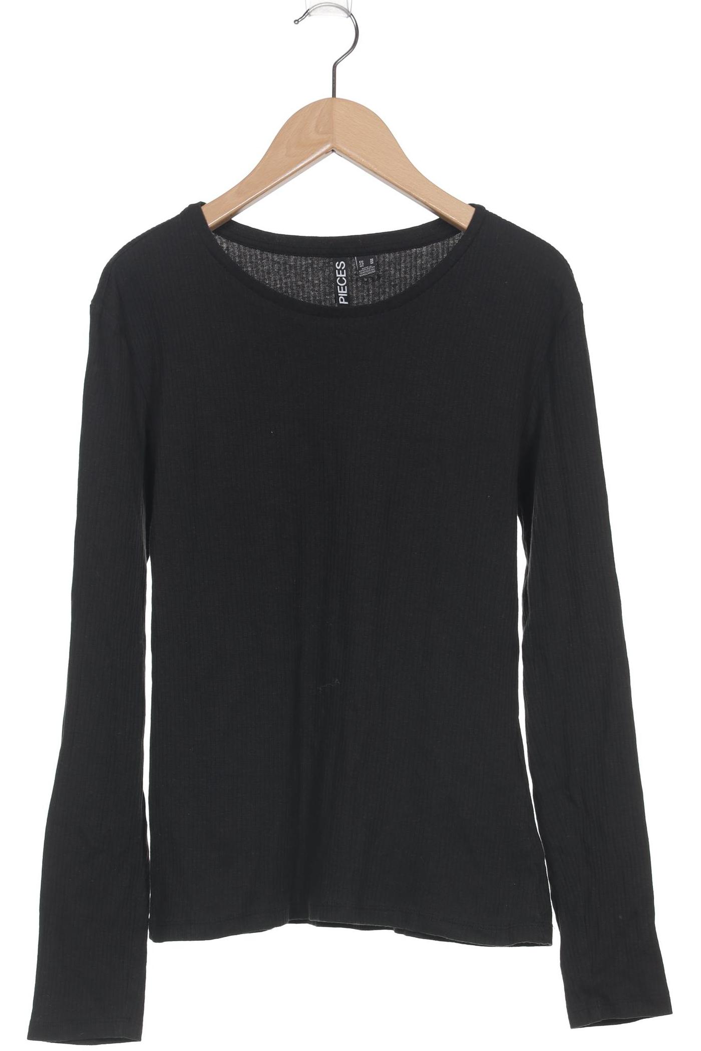 

pieces Damen Langarmshirt, schwarz, Gr. 38