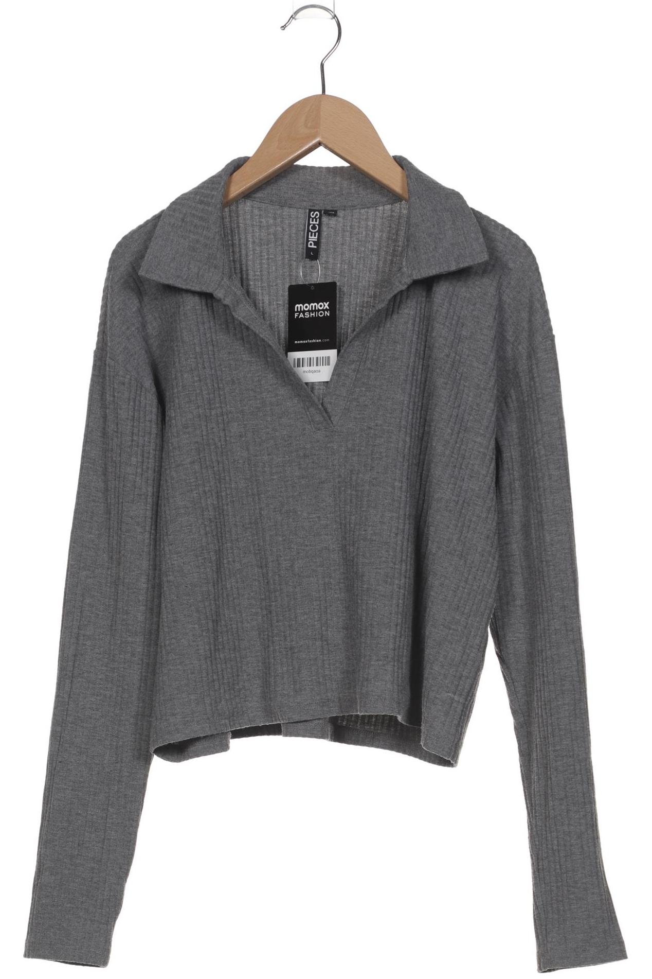 

pieces Damen Langarmshirt, grau, Gr. 42