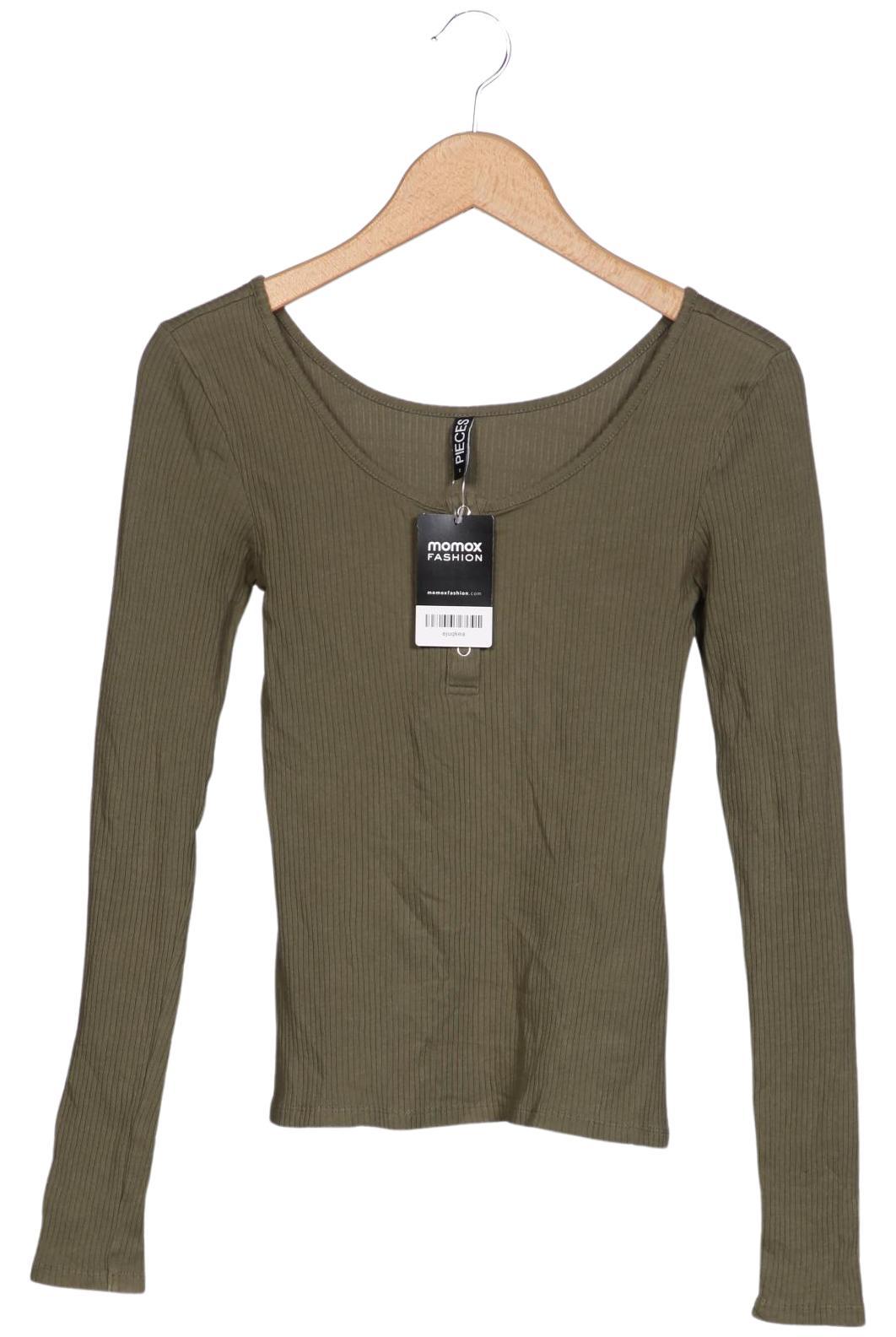

pieces Damen Langarmshirt, grün, Gr. 36