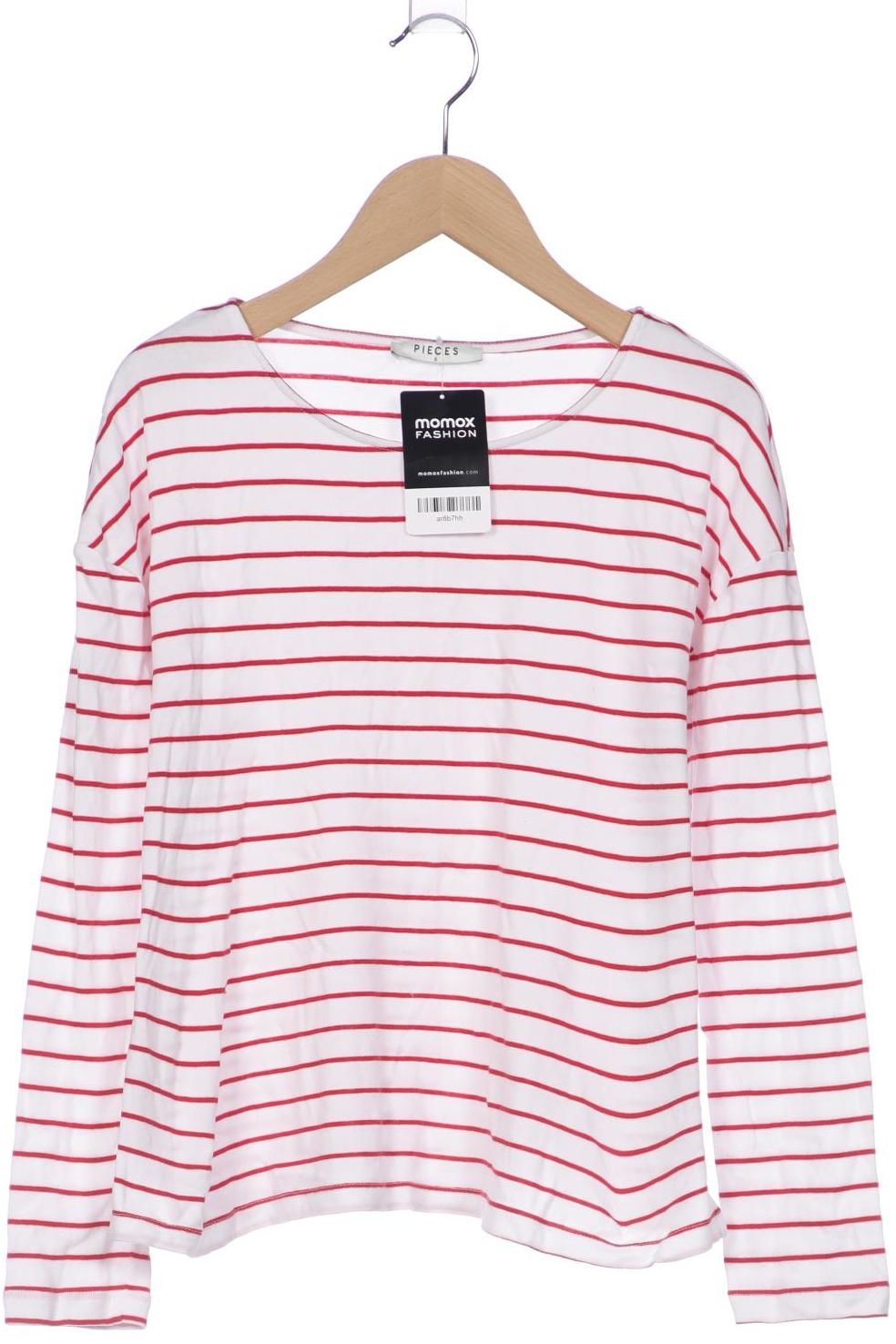 

pieces Damen Langarmshirt, weiß, Gr. 36