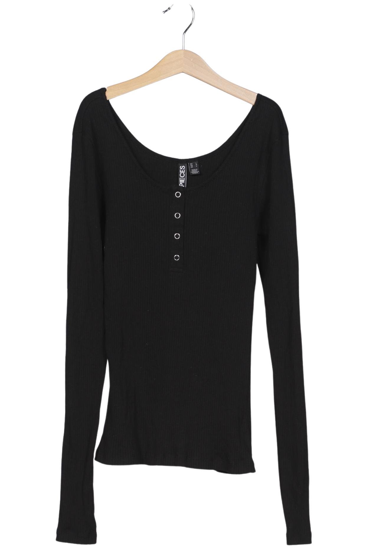 

pieces Damen Langarmshirt, schwarz, Gr. 42