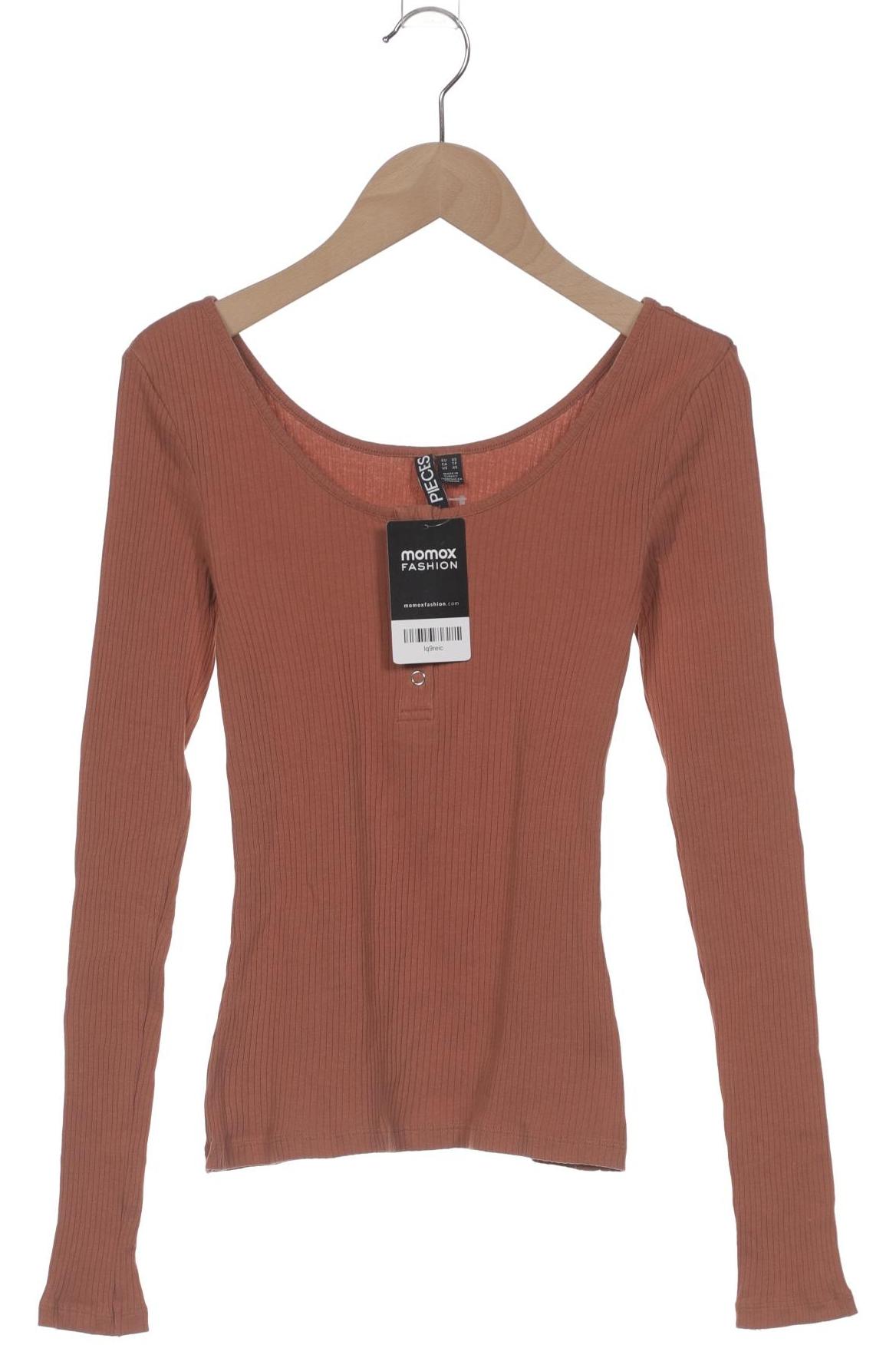 

pieces Damen Langarmshirt, braun, Gr. 34