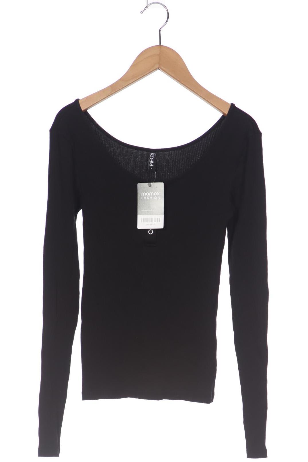 

pieces Damen Langarmshirt, schwarz, Gr. 38