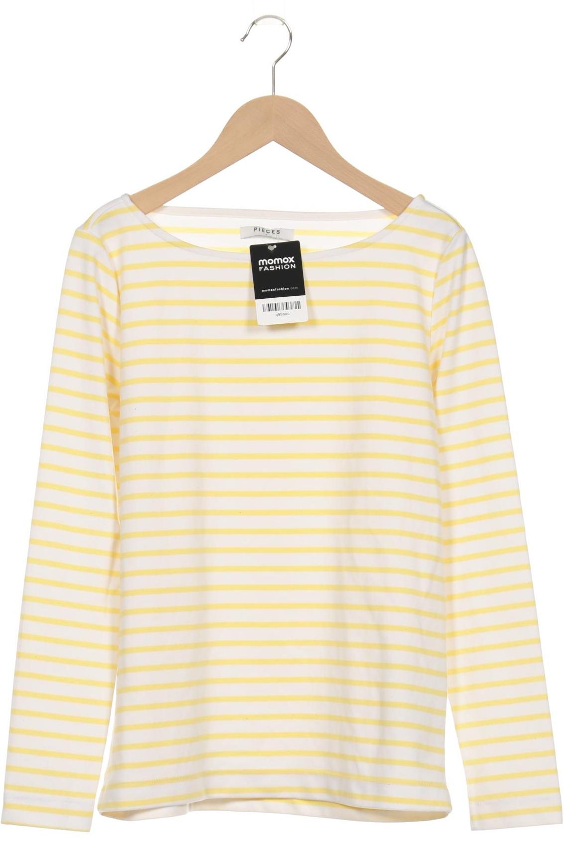 

pieces Damen Langarmshirt, weiß, Gr. 36