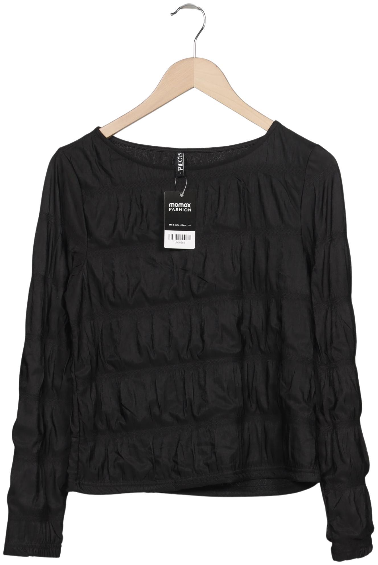 

pieces Damen Langarmshirt, schwarz, Gr. 38
