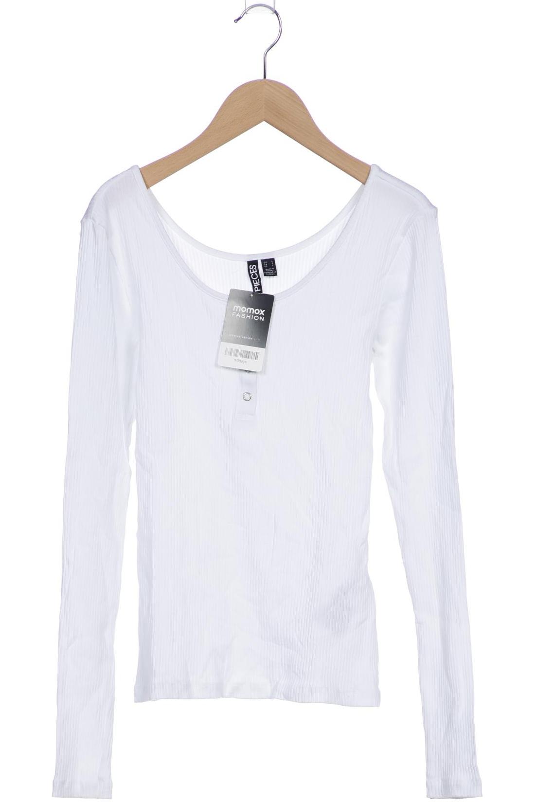 

pieces Damen Langarmshirt, weiß, Gr. 42