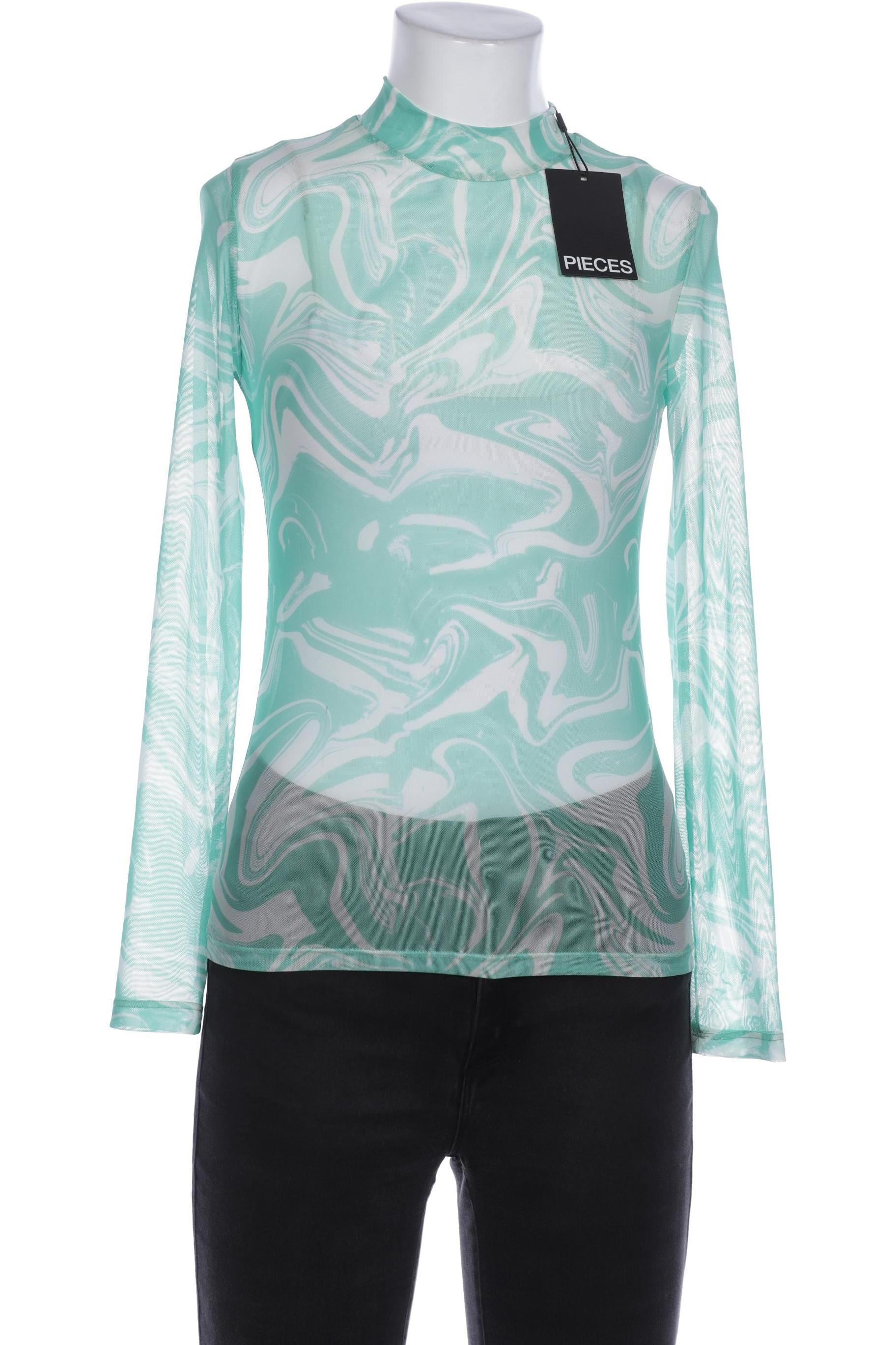

pieces Damen Langarmshirt, grün, Gr. 34