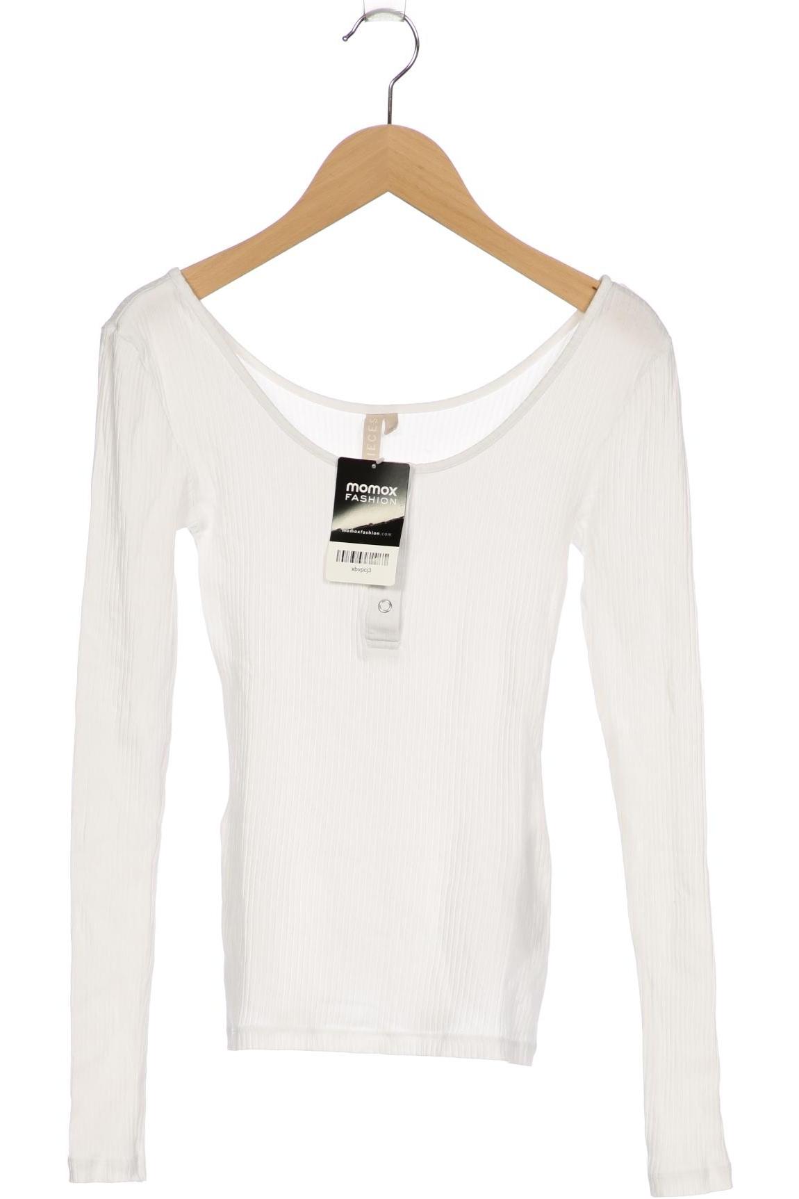 

pieces Damen Langarmshirt, weiß, Gr. 34