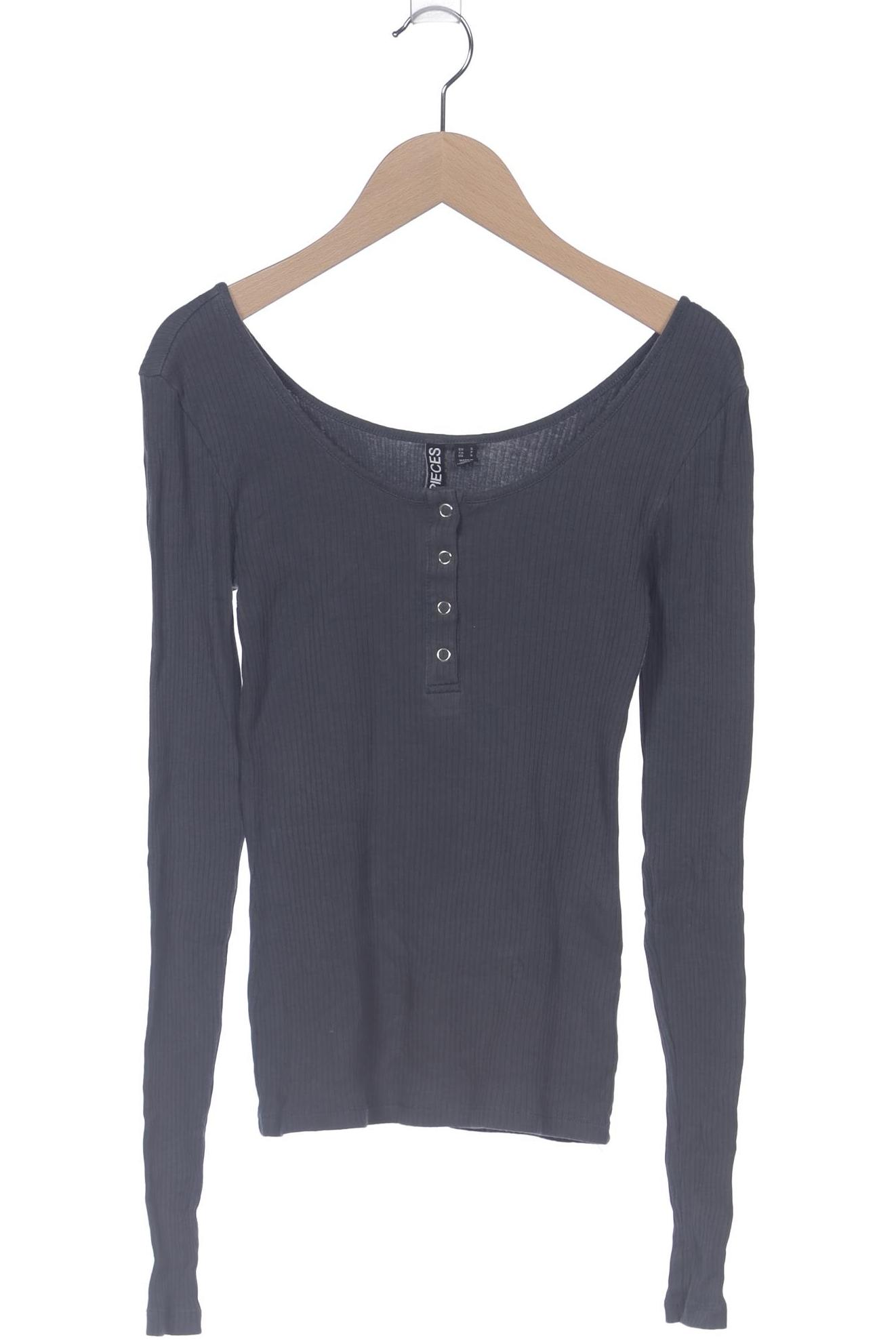 

pieces Damen Langarmshirt, grau, Gr. 36