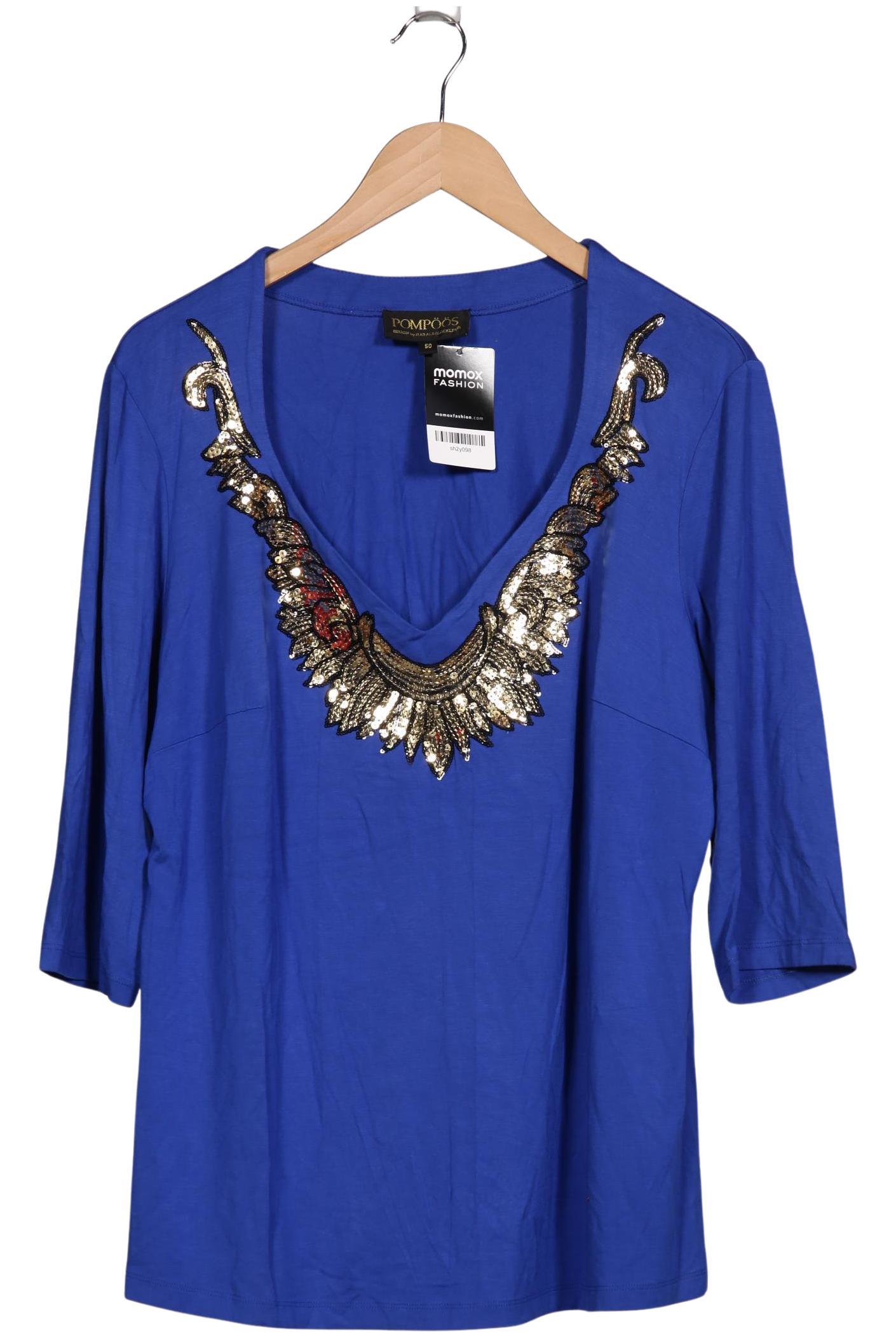 

Pompoos Damen Langarmshirt, blau, Gr. 50