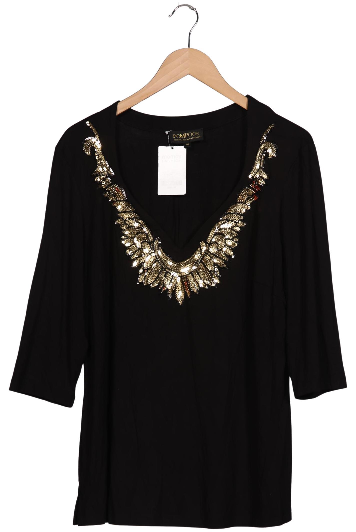 

Pompoos Damen Langarmshirt, schwarz, Gr. 50