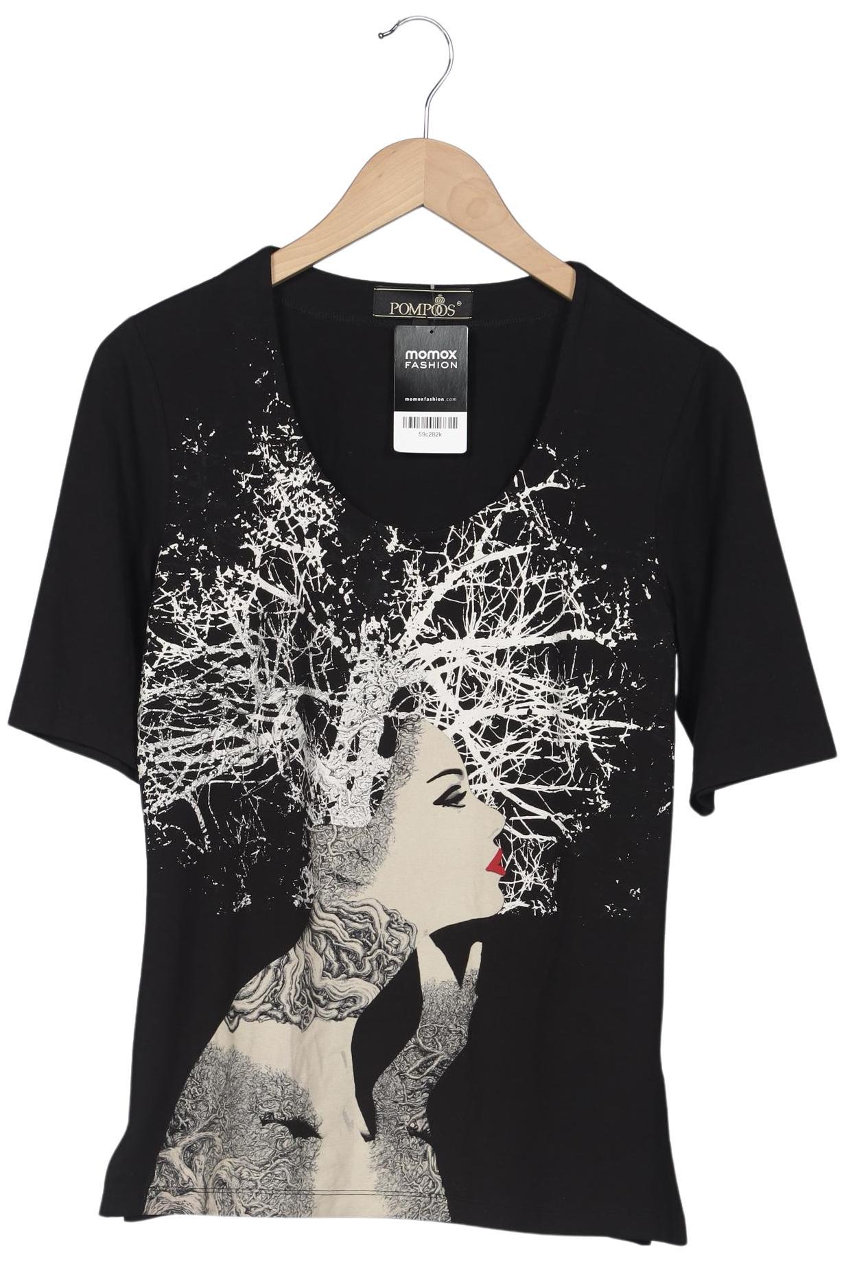

Pompoos Damen T-Shirt, schwarz, Gr. 38